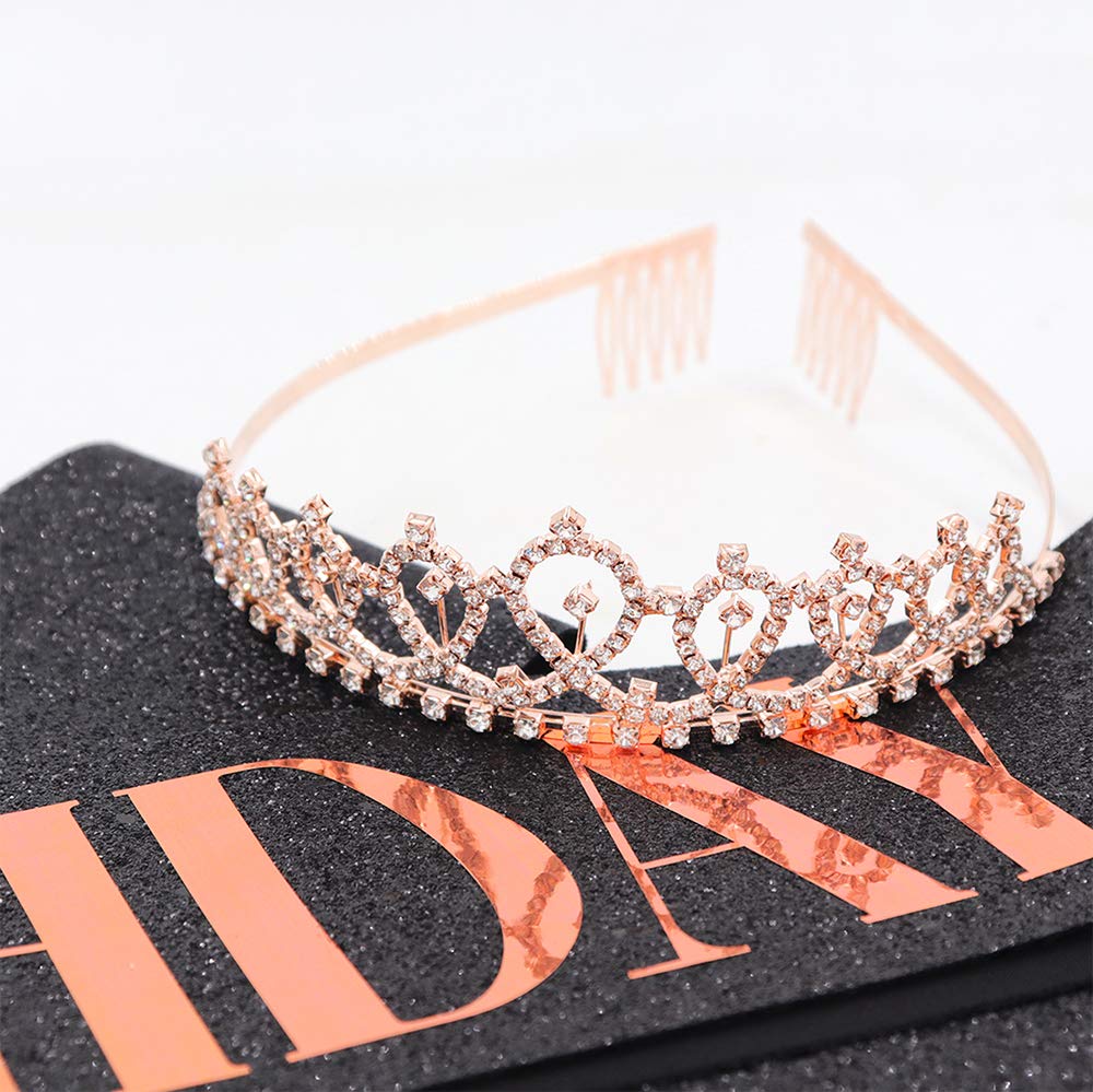 Birthday Girl Sash & Rhinestone Tiara Set - Sparkling Birthday Party Accessories for Women | Perfect for Bachelorette Parties, Birthday Celebrations & Special Occasions
