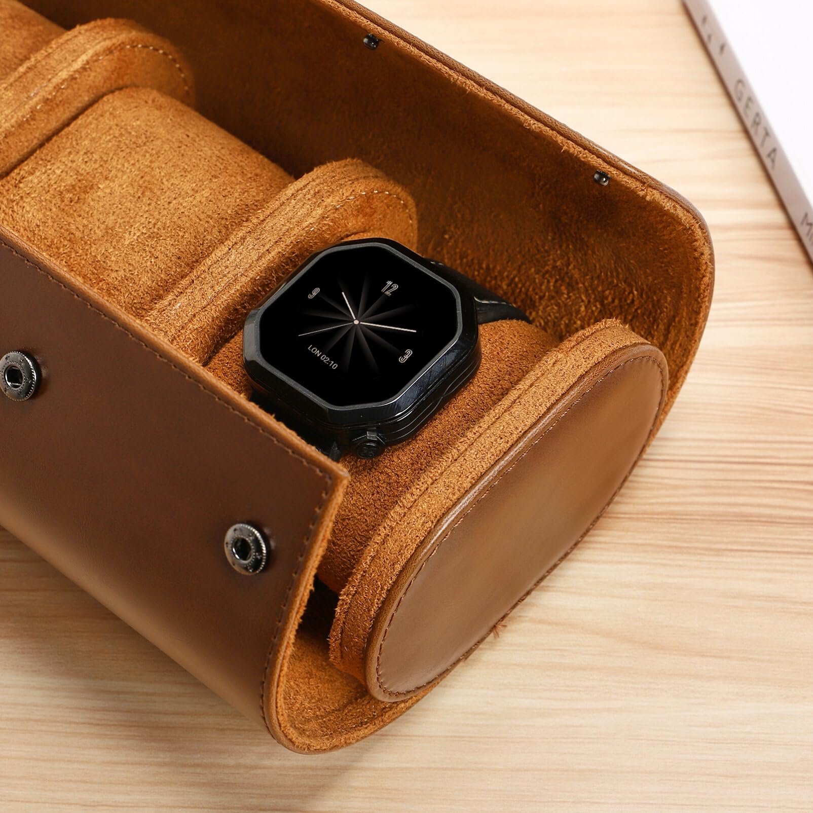 Premium Balacoo Leather Watch Roll Travel Case for Men - 3 Slot Luxury Watch Box Organizer | Perfect for Business Trips, Vacations & Watch Collection Storage