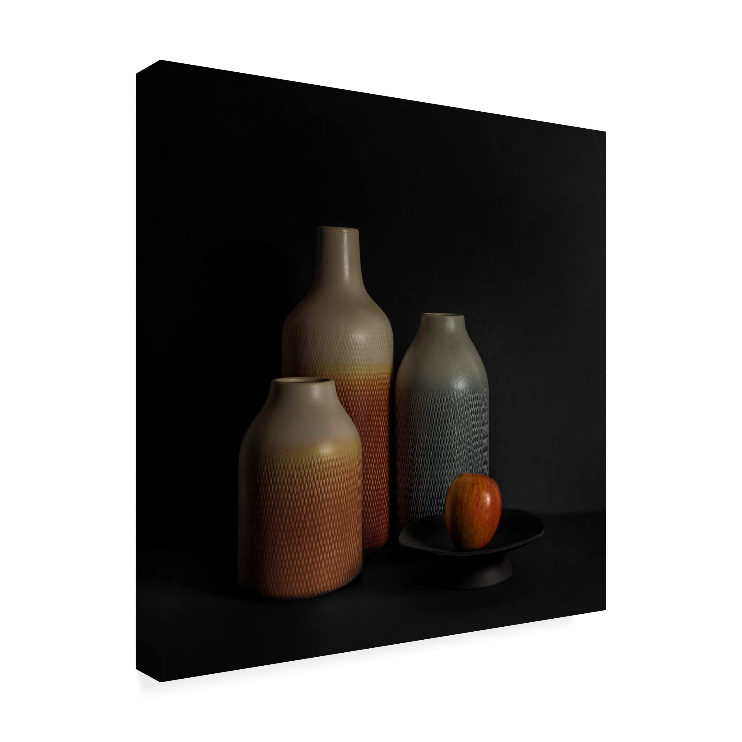 John Mei Zhong 'Bottles And An Apple' Canvas Wall Art Print - Modern Home Decor for Living Room, Bedroom & Office - Trademark Fine Art Collection
