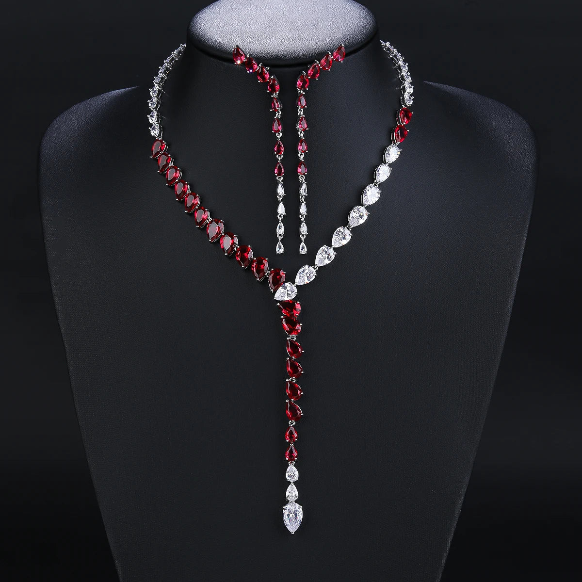Elegant Cubic Zirconia Bridal Jewelry Set - Wedding Earrings & Necklace for Women, Girlfriend Gift (CN10320) | Perfect for Prom, Anniversary & Special Occasions
