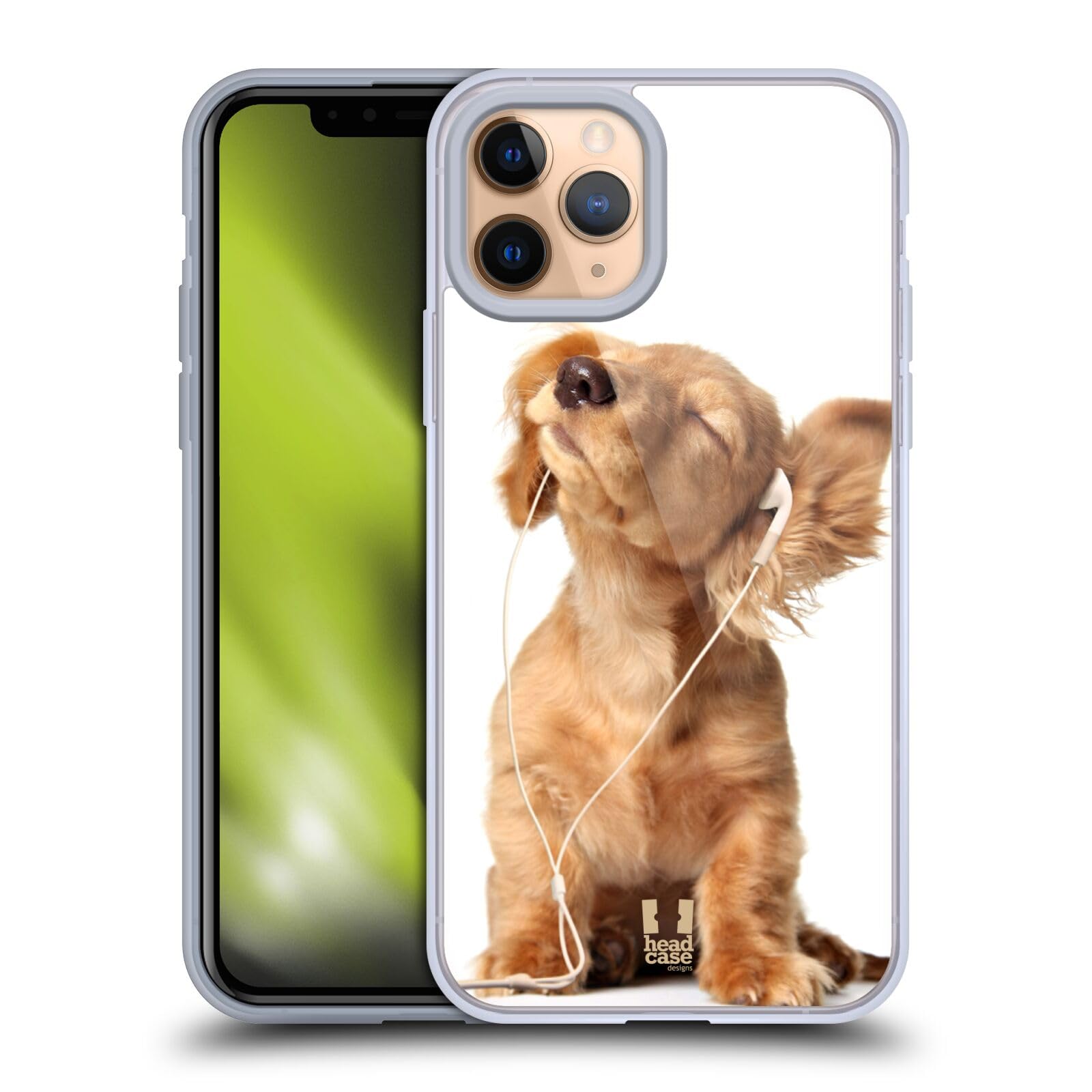 Funny Young Puppy Listening to Music Soft Gel Phone Case - Compatible with Apple iPhone 11 Pro, Cute Animal Design for Music Lovers & Pet Owners - Perfect Gift for iPhone Users, Daily Use & Travel Protection