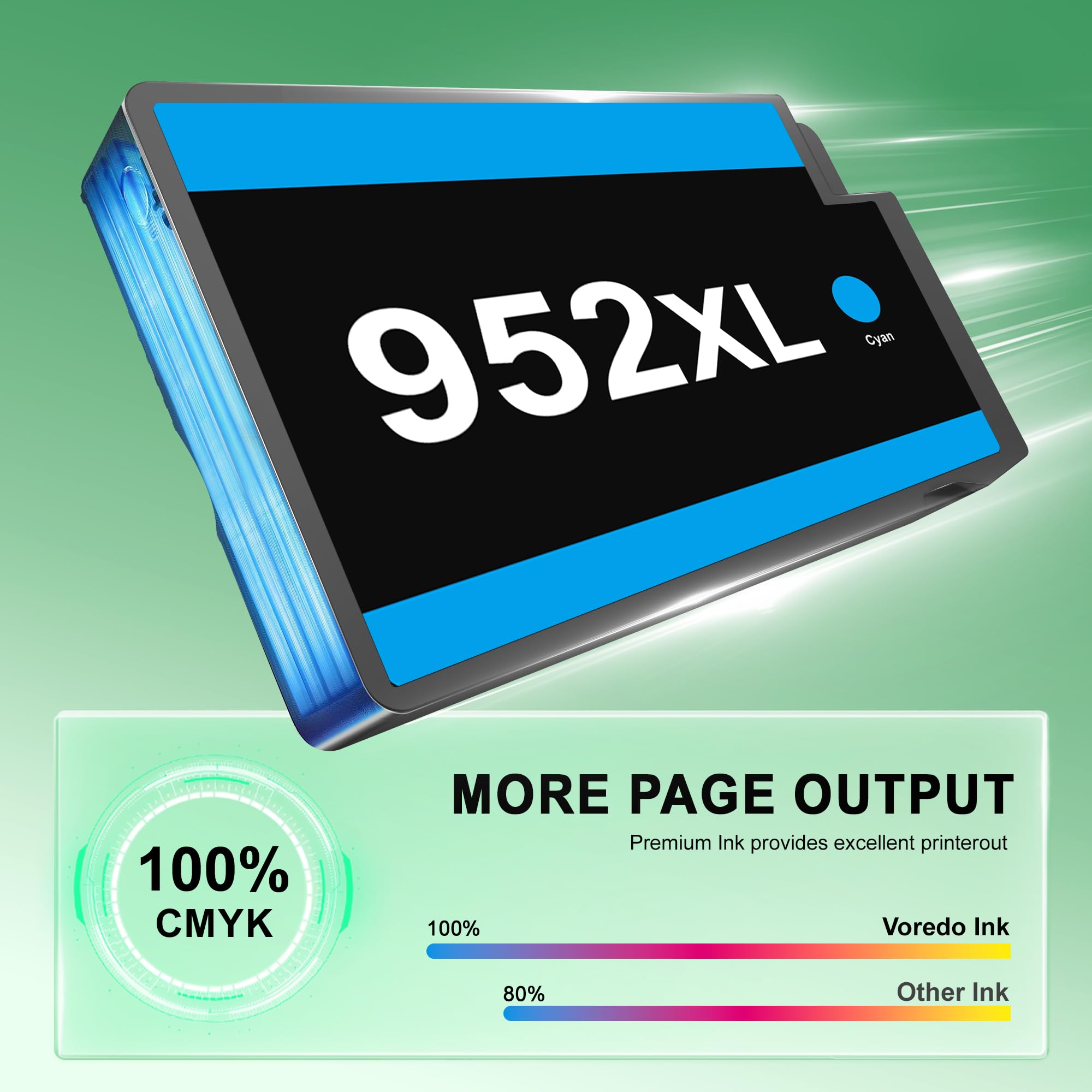 952XL Ink Cartridges Combo Pack - Replacement for HP 952 High Yield - Compatible with Officejet Pro 7740, 8210, 8710, 8720, 8740, 8715, 7720, 8725, 8730 Printers (4 Pack - Black, Cyan, Magenta, Yellow) - Perfect for Home Office & Small Business Printing Needs