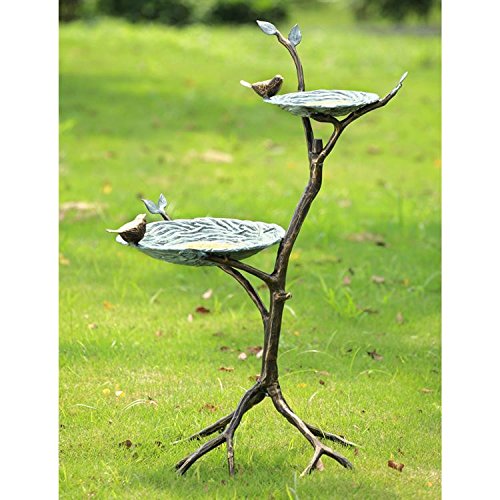 SPI Home Gossiping Birds Birdfeeder & Bird Bath - Outdoor Garden Decor for Attracting Wild Birds - Perfect for Backyards, Patios, and Bird Watching Enthusiasts