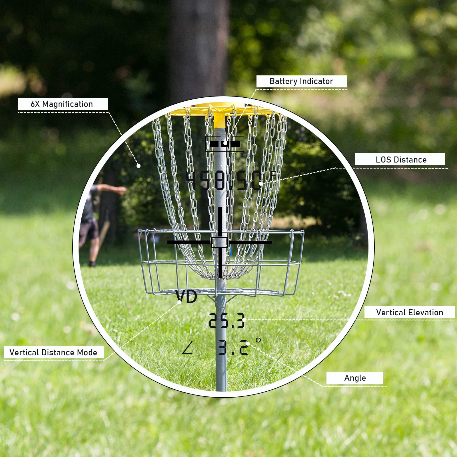 **Golf & Disc Golf Rangefinder - 1000 Yards Laser Distance Measurer with Slope Calculation, Pin Lock, Vibration, Elevation & Feet/Yards Display - Rechargeable for Outdoor Sports & Hunting**