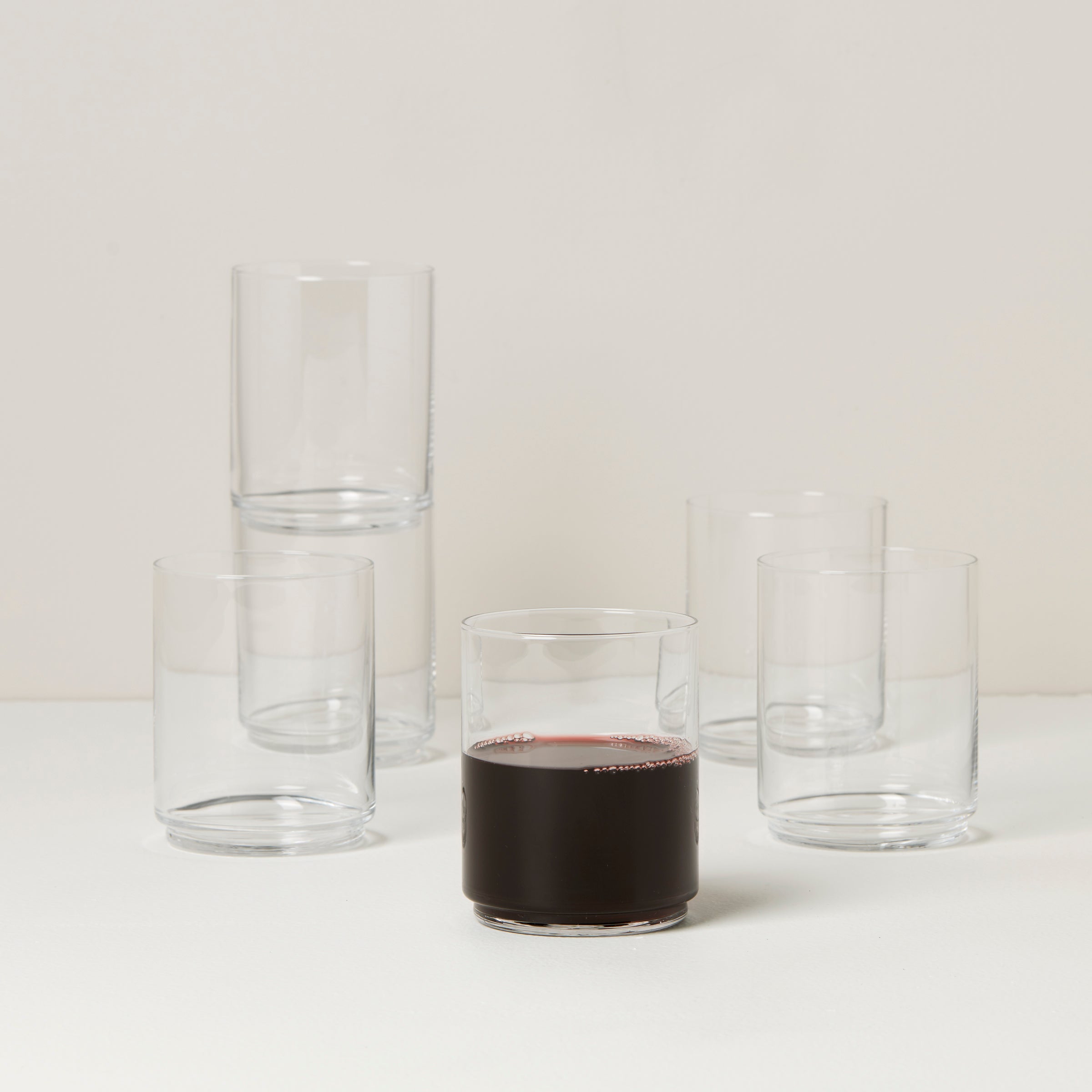 Tuscany Classics Stackable Clear Tall Glasses Set Of 6 - Elegant Drinking Glasses for Wine, Cocktails & Beverages - Perfect for Dinner Parties, Bars & Home Entertaining