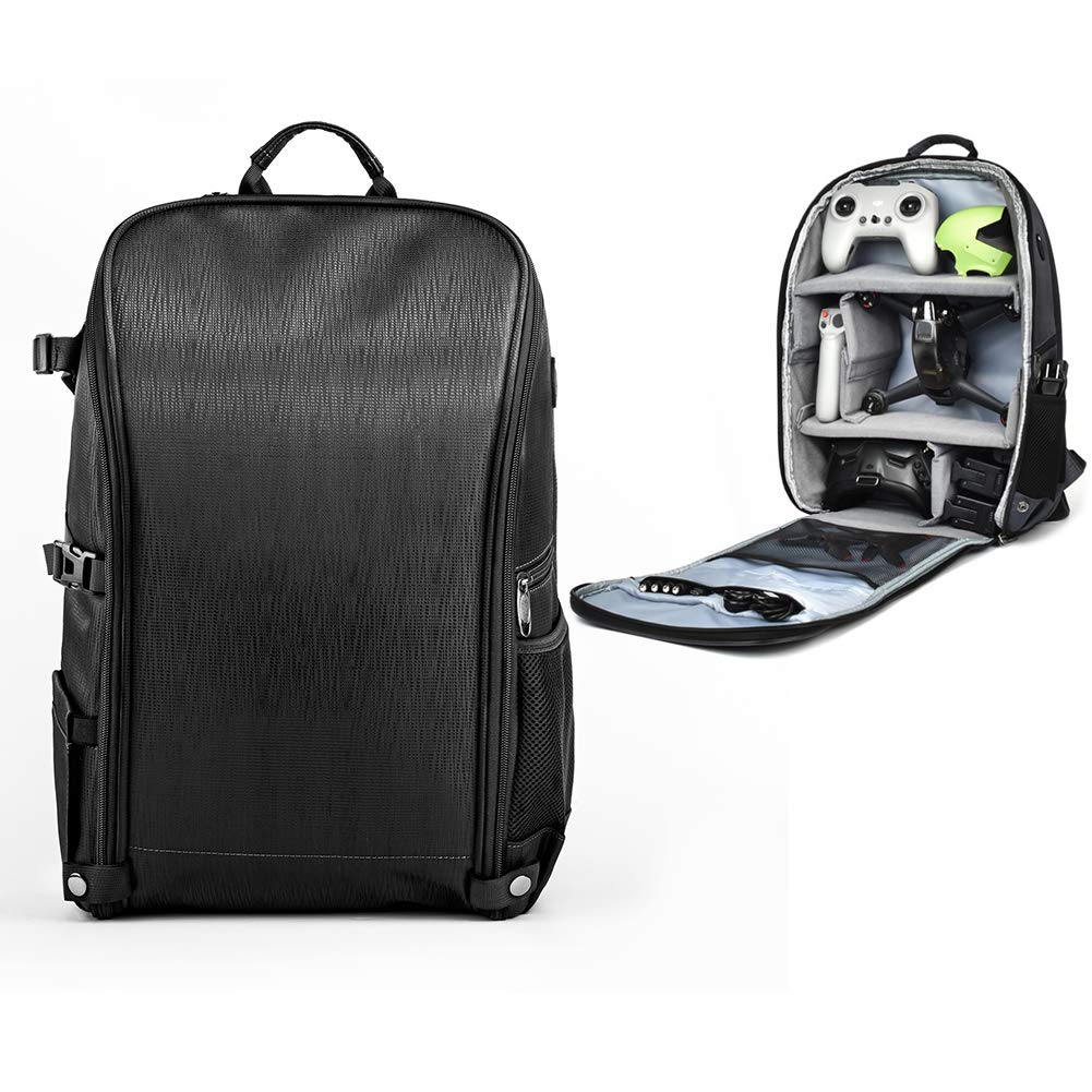 DJI FPV Drone Backpack - Waterproof & Foldable Shoulder Bag for DJI FPV Combo Accessories, Anti-Theft Case with Decompression Straps (Black) - Perfect for Travel, Hiking & Drone Photography Adventures