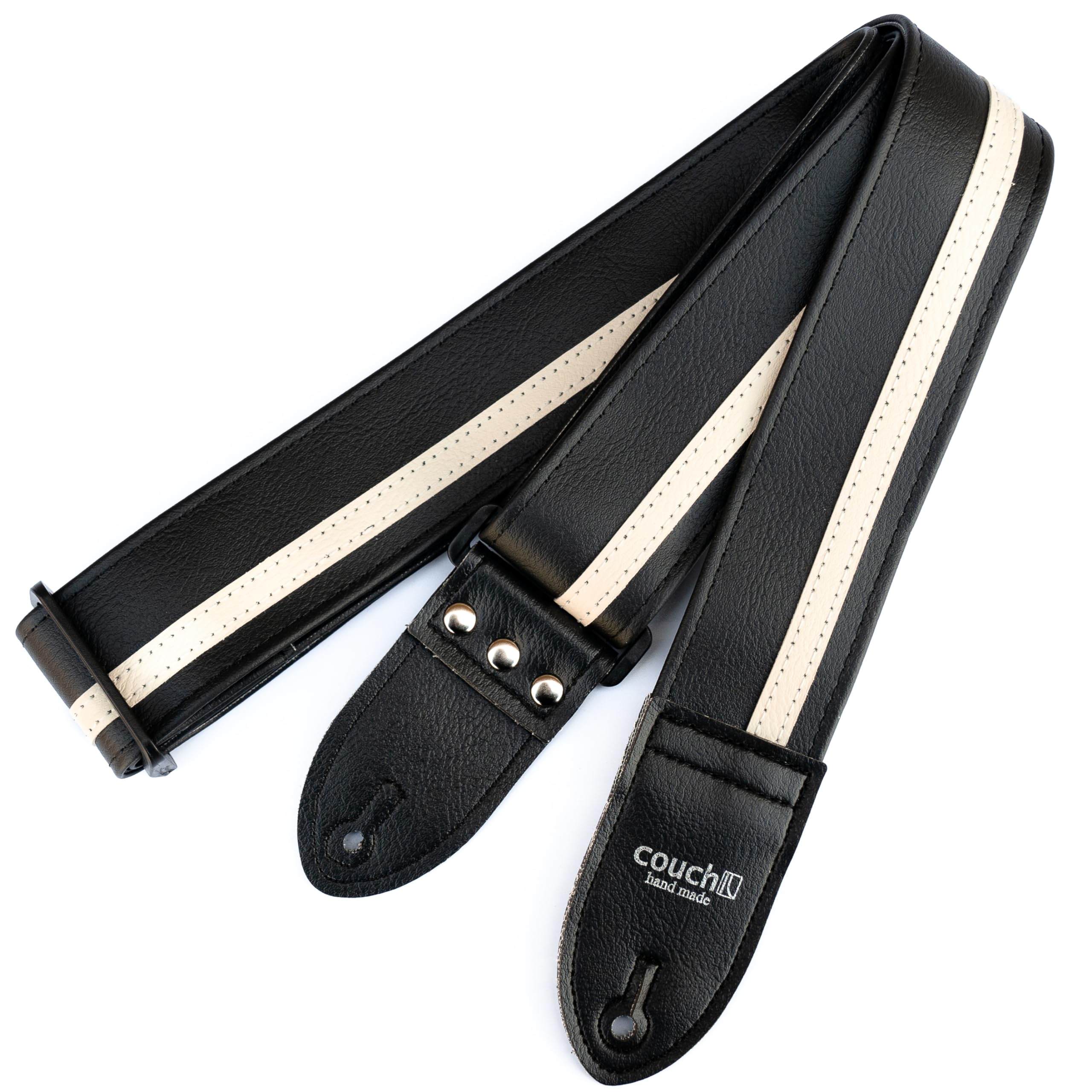 Premium USA-Made Couch RACER X Guitar Strap - Black & White - Comfortable & Durable for Electric & Acoustic Guitars - Perfect for Live Performances, Studio Sessions & Travel