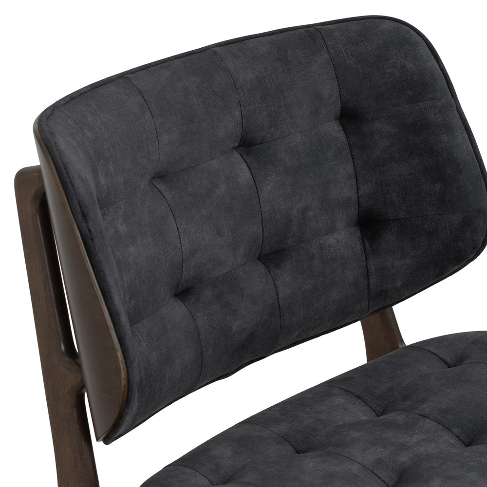 HEATH Lounge Chair - Modern Walnut Wood & Charcoal Fabric Accent Chair for Living Room, Bedroom, Office - Comfortable Reading Chair with Ergonomic Design for Relaxing & Lounging