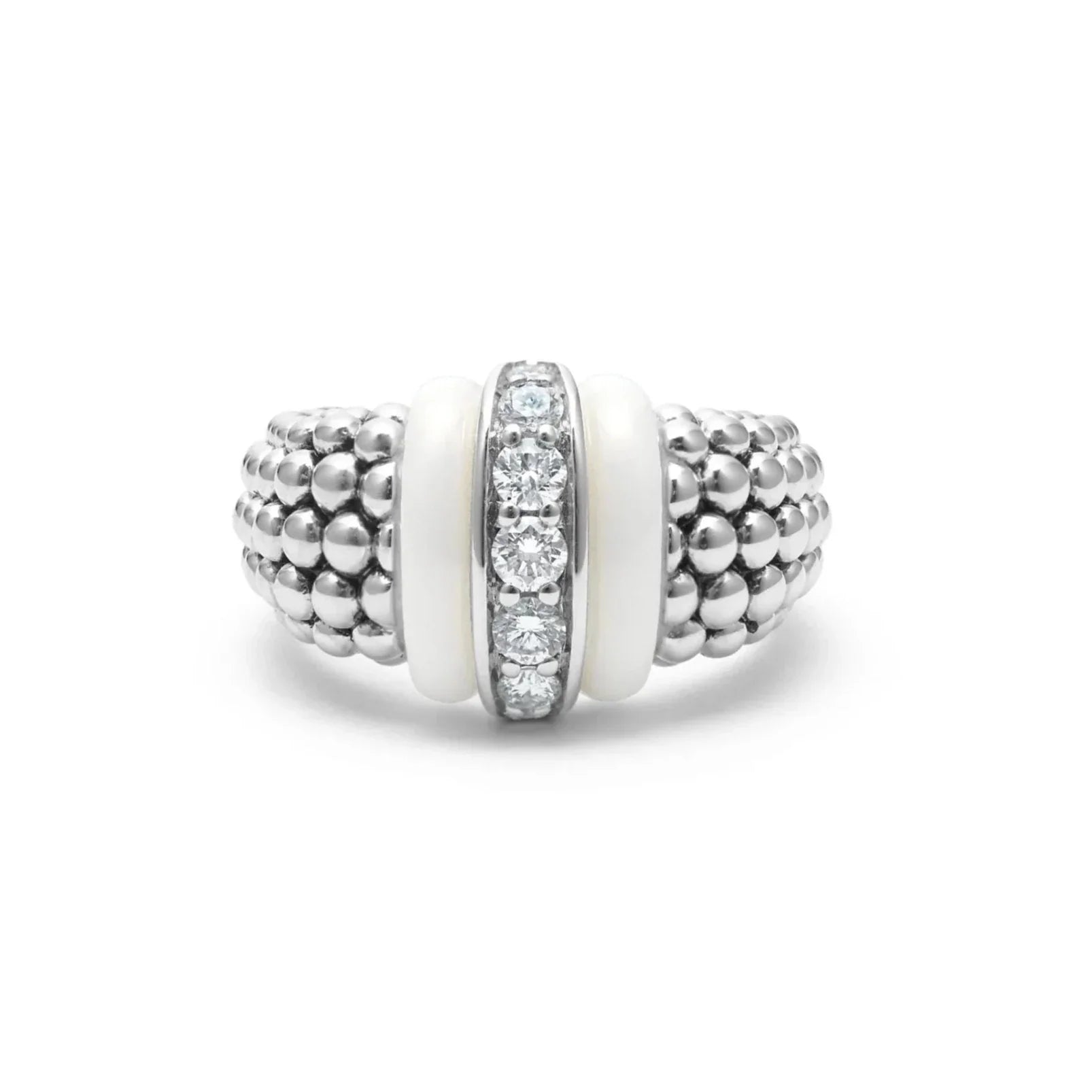 Elegant Ceramic Caviar Diamond Ring for Women - Perfect for Engagement, Wedding & Anniversary Gifts