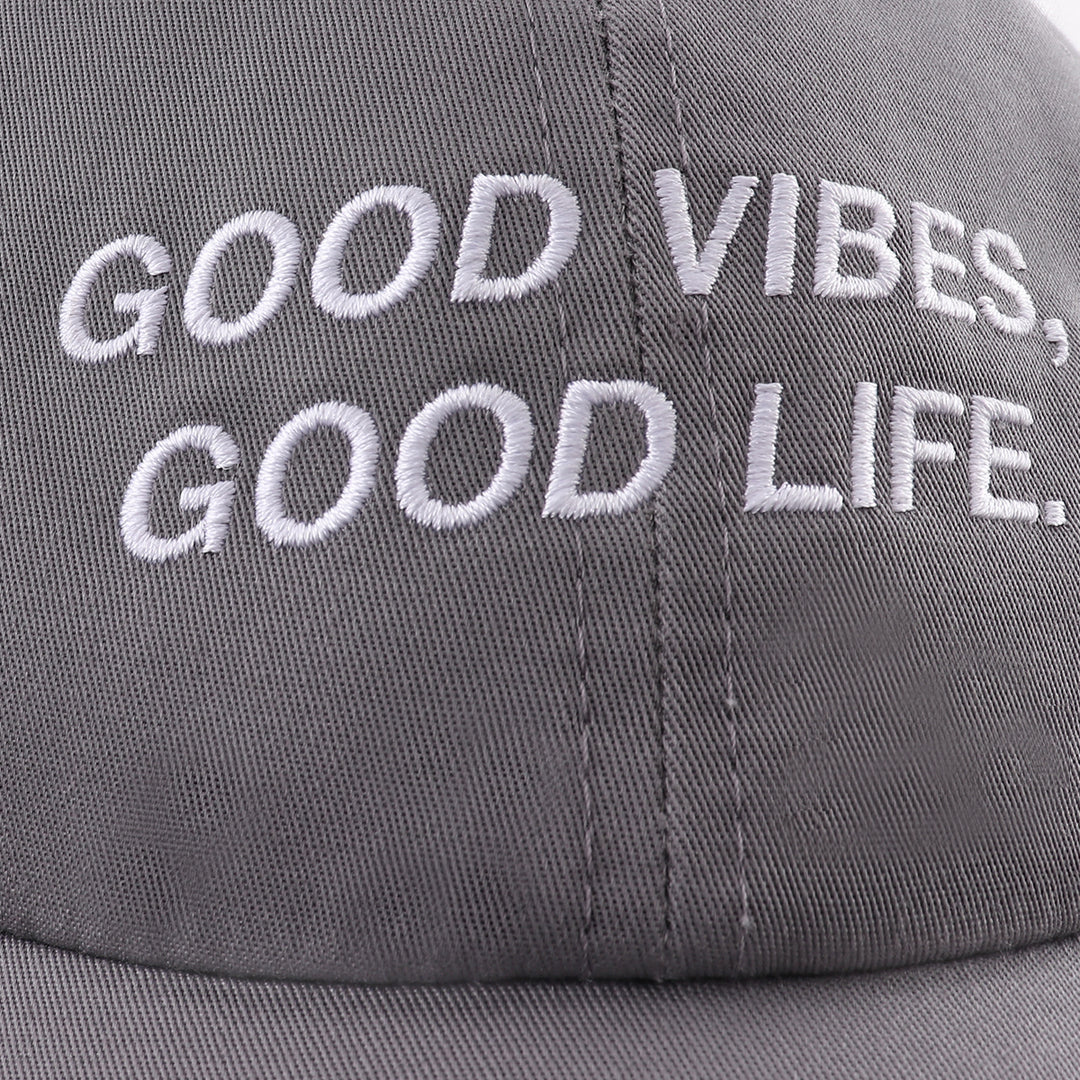 ASUSL GOOD VIBS Dad Hat - Grey | Adjustable Baseball Cap for Men & Women | Perfect for Outdoor Activities, Sports & Casual Wear