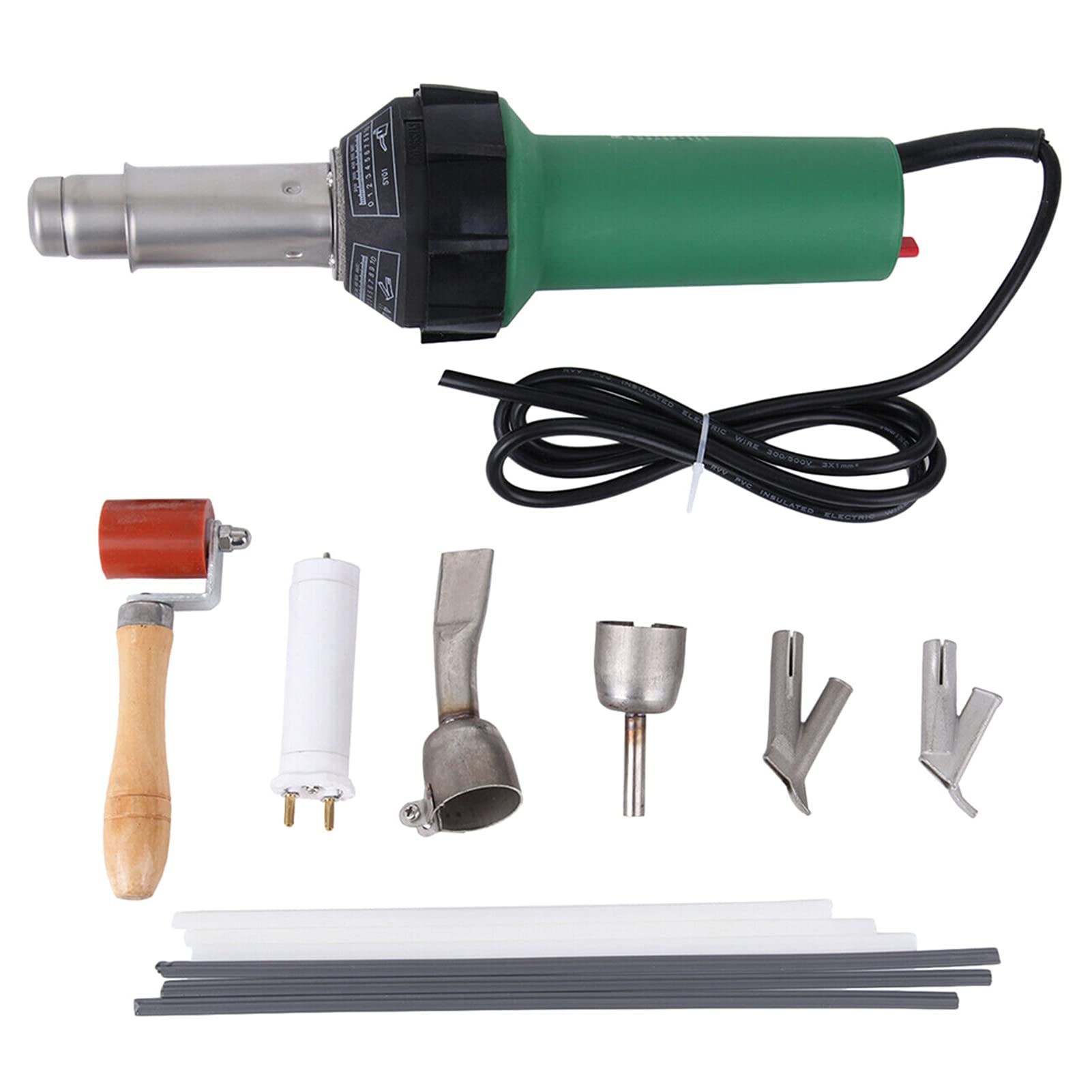 1600W Plastic Welder Kit - Hot Air Welding Machine with Adjustable Temperature, Speed Nozzle & Roller Rod - Professional Plastic Repair Tools for Automotive, Marine & DIY Projects (US Plug)