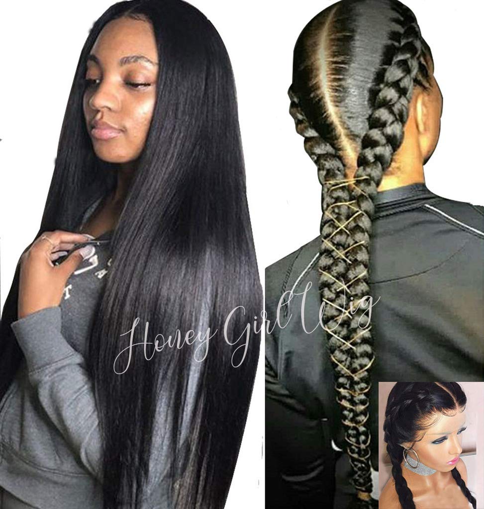 360 Lace Frontal Wig Straight 10A Brazilian Virgin Human Hair - Pre Plucked Glueless Full Lace Wig with Baby Hair for Black Women - Small Cap 16
