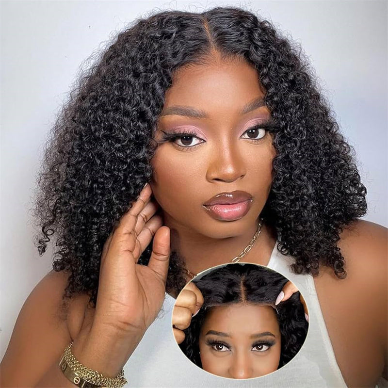 Eullair Short Curly Glueless Bob Wig | Lace Front Human Hair Wigs | Straight & Body Wave Lace Frontal Wig for Women | Perfect for Daily Wear, Cosplay & Special Occasions