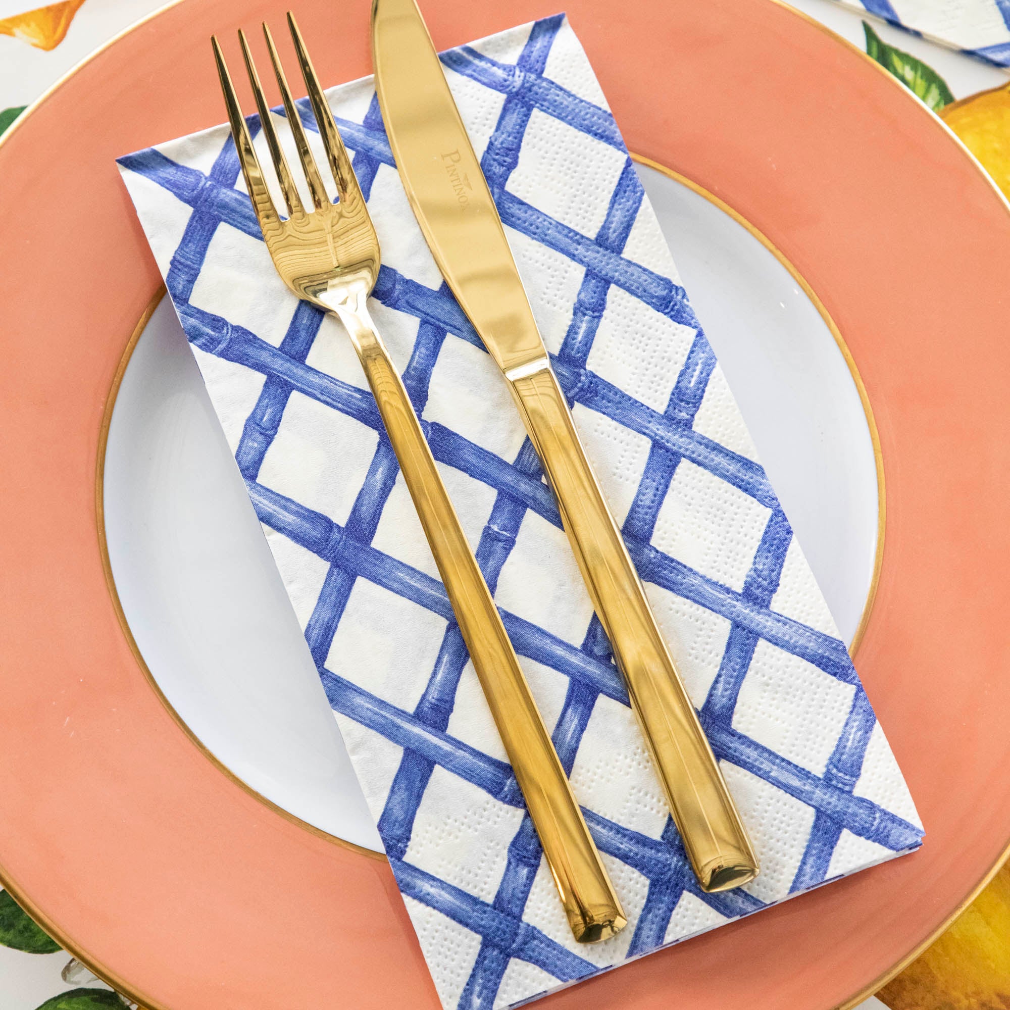 Premium Blue Lattice Pattern Paper Napkins for Parties, Weddings & Special Events - Elegant Disposable Guest Napkins for Dinner Parties, Bridal Showers & Home Decor