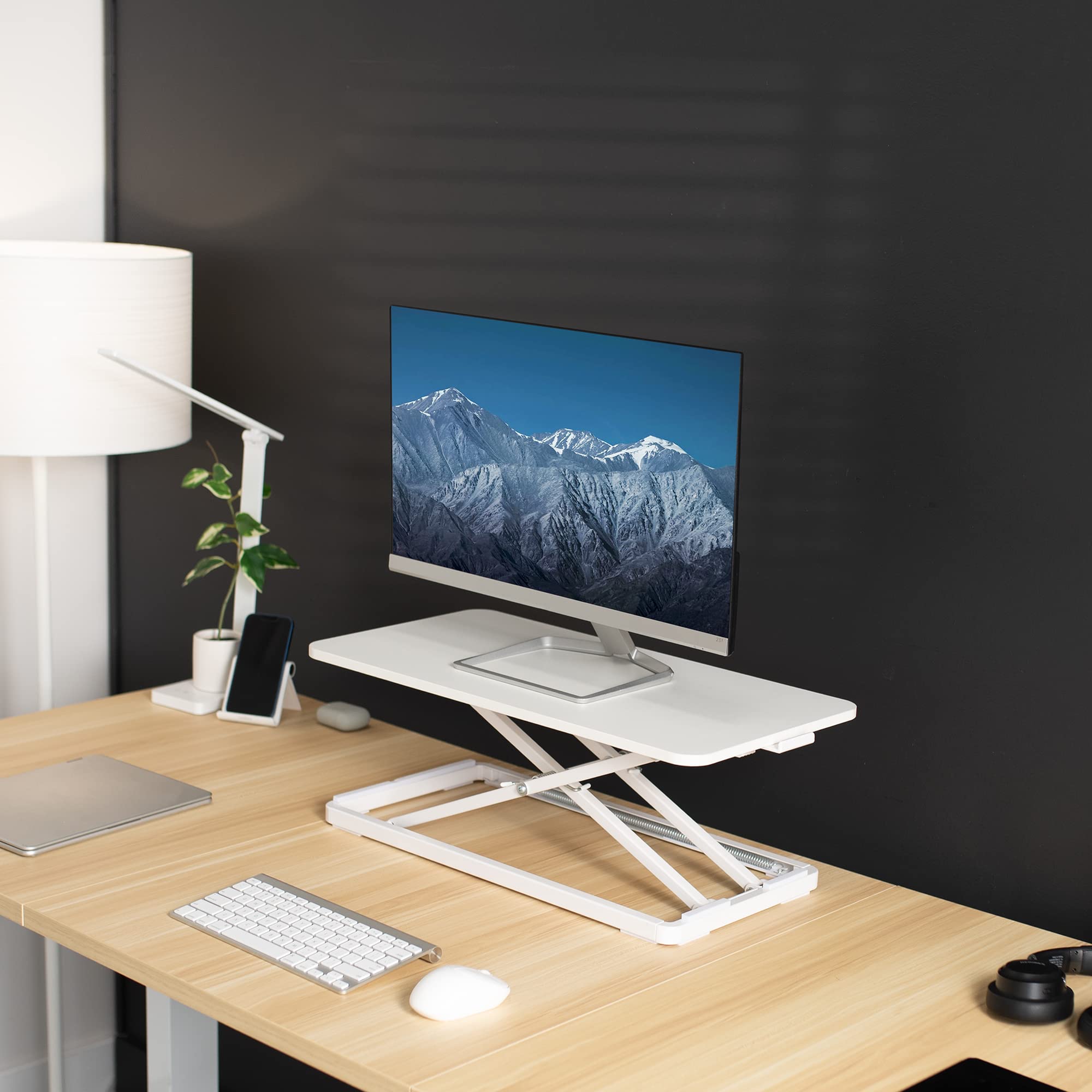 VIVO Single Top 24 inch Adjustable Scissor Lift Keyboard Tray & Mouse Stand - Ergonomic Height Adjustable Laptop Desk for Home & Office Workstations - Perfect for Standing Desks, Computer Work, and Typing (White, DESK-V024AW)