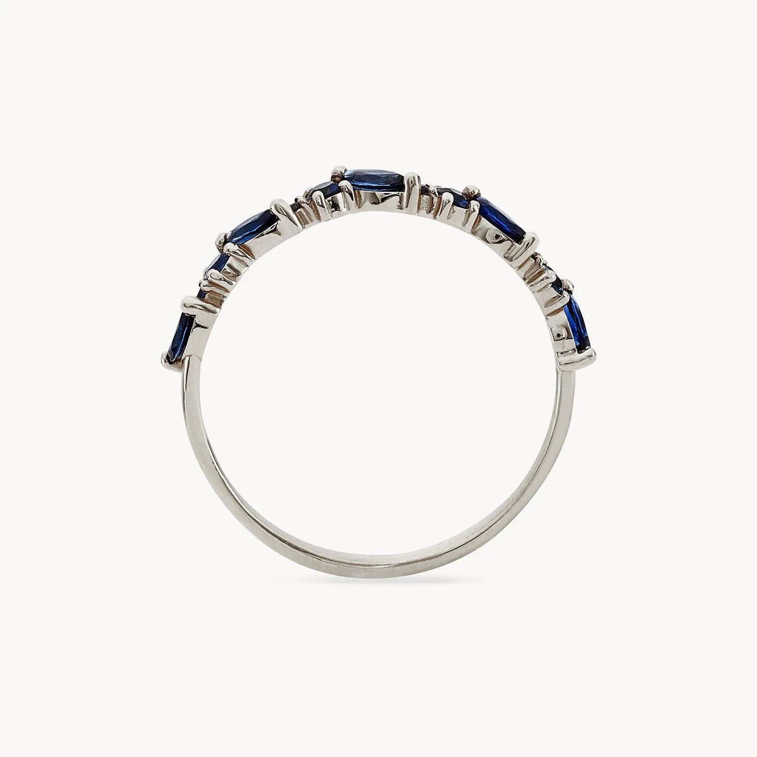 14K White Gold Reverie Band with Genuine Blue Sapphire - Elegant Stackable Ring for Women, Perfect for Weddings, Anniversaries & Everyday Wear
