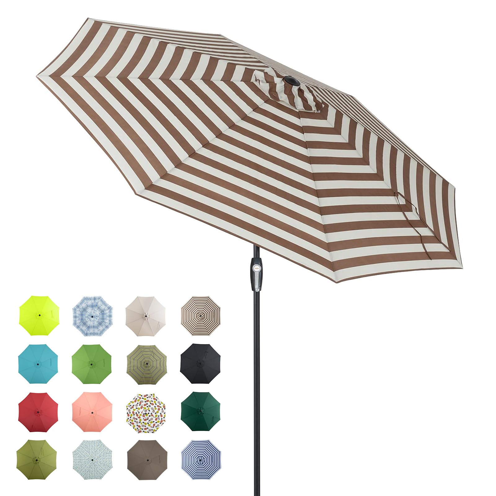 Tempera Patio Market Outdoor Table Umbrella with Auto Tilt & Crank - Large Sun Shade Umbrella with Sturdy Pole & Fade-Resistant Canopy - Easy Setup for Backyard, Poolside & Outdoor Dining