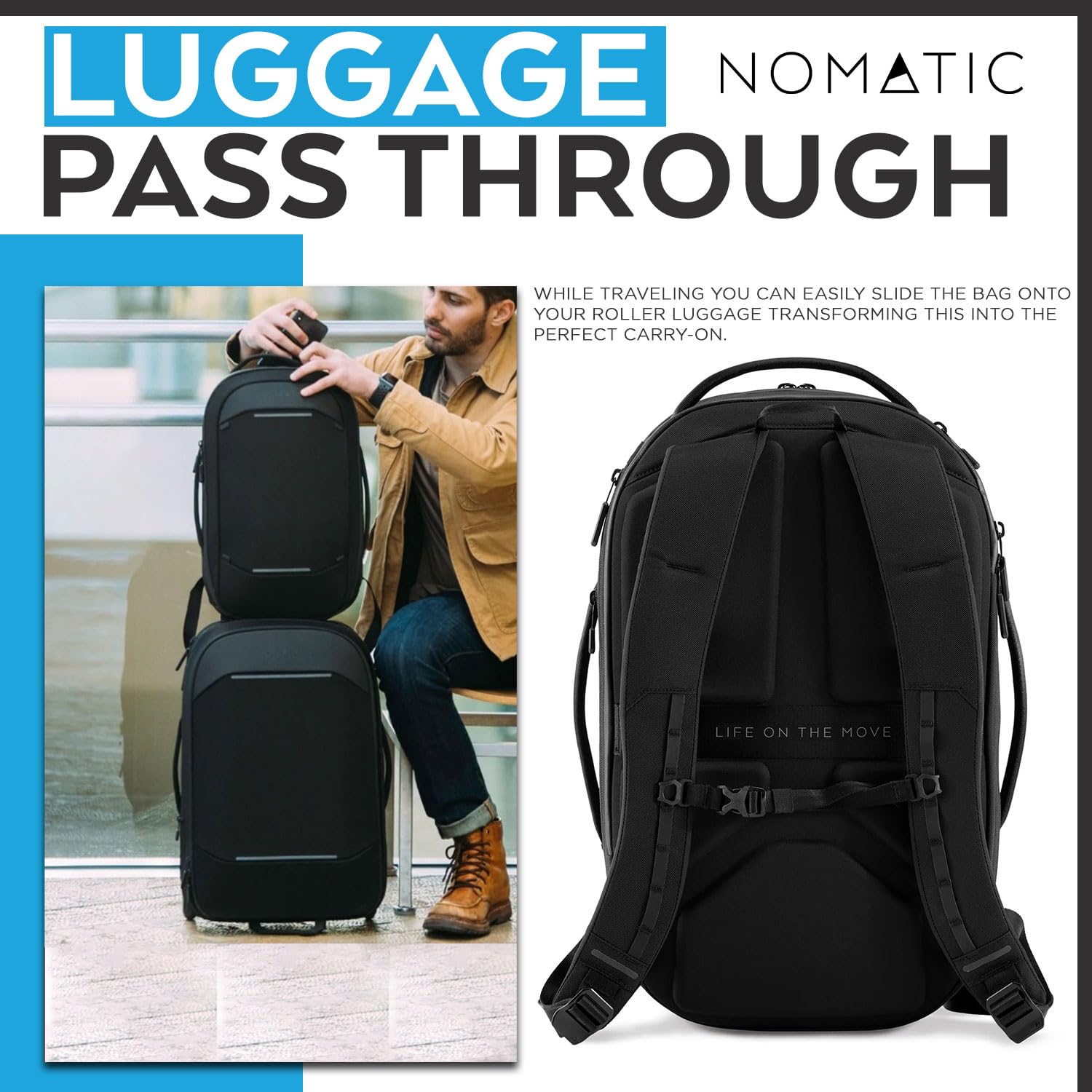 NOMATIC Navigator Premium 15L Expandable Backpack - Water Resistant Anti-Theft Laptop Bag with 6L Built-In Expansion - Perfect for Travel, Work & Daily Commute - Black Computer Backpack for Professionals & Students