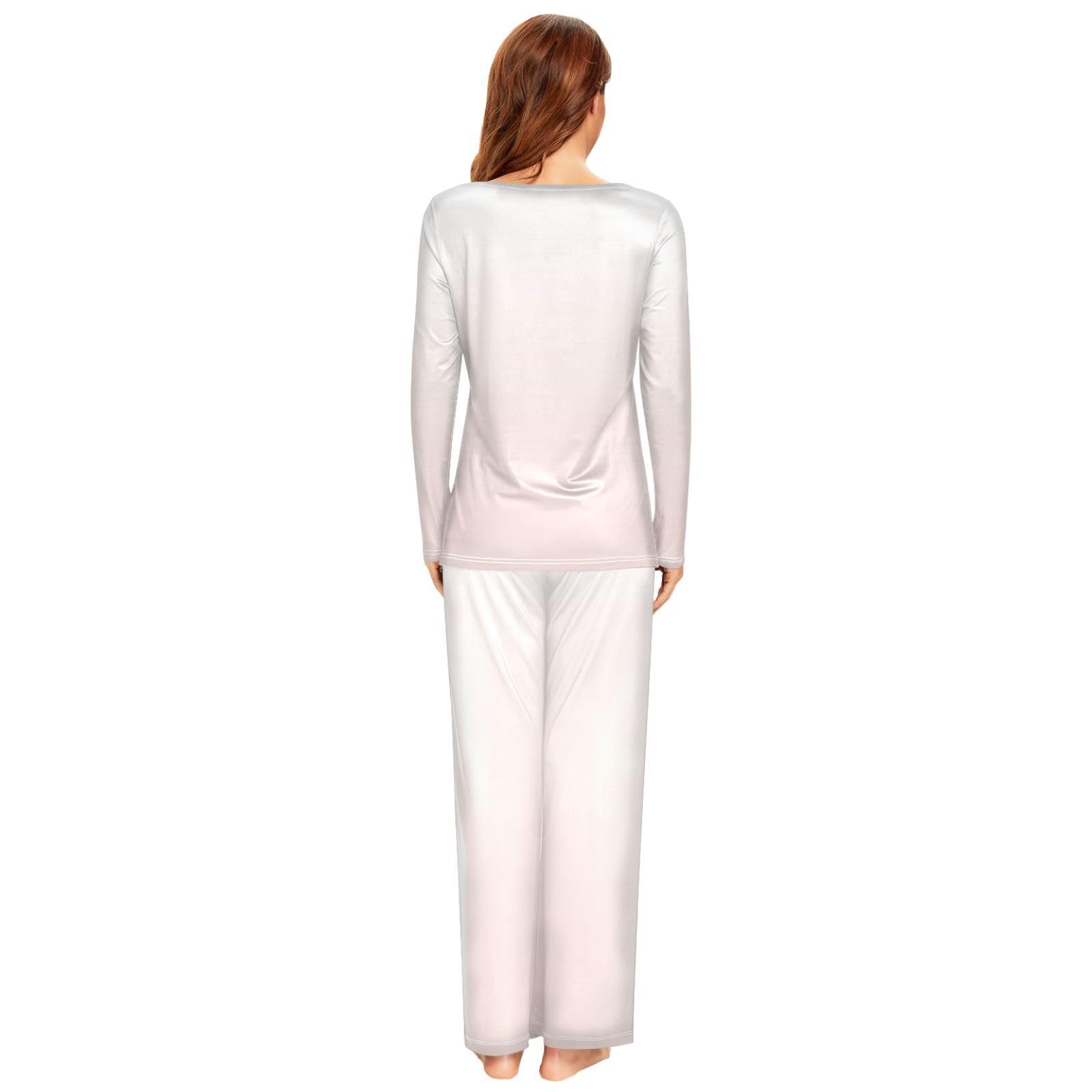 Red Women's Pajama Set - Long Sleeve Sleepwear Top & Pants Lounge Outfit - Soft Cotton Comfort for Relaxing at Home, Sleeping & Lounging