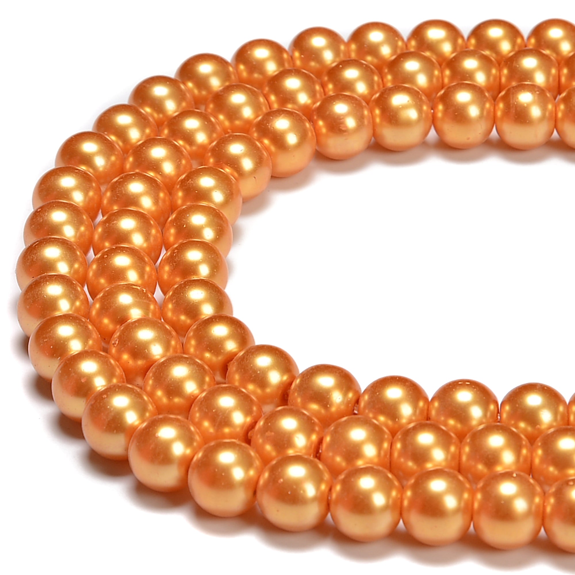 Golden Glass Pearl Smooth Round Beads 3mm-15mm (5 Strands) for Jewelry Making, DIY Crafts & Home Decor