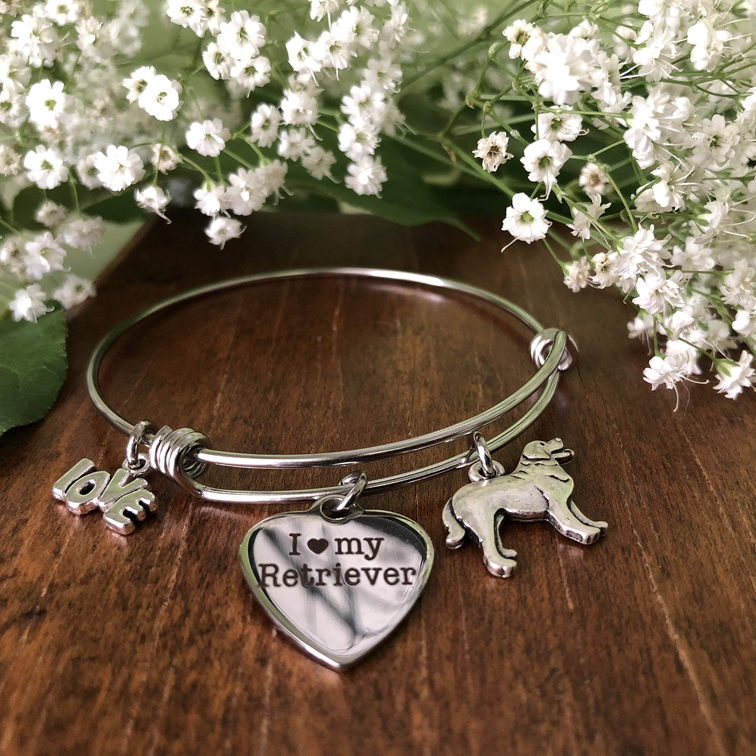 Golden Retriever Dog Bracelet | Labrador Retriever Charm Bangle - Adjustable Expandable Pet Jewelry for Small to Medium Dogs - Perfect Gift for Dog Lovers & Daily Wear