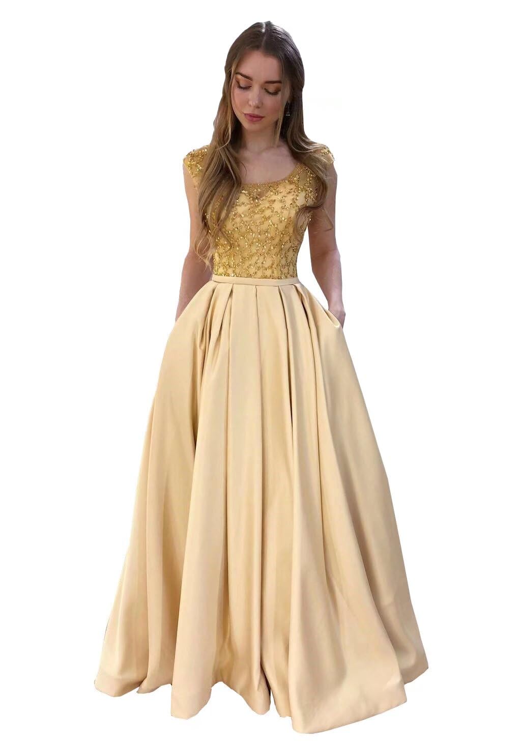 Elegant Plus Size Satin Beaded A-Line Prom Dress with Short Sleeves | Formal Evening Gown for Women | Perfect for Homecoming, Prom Night & Special Occasions 2025