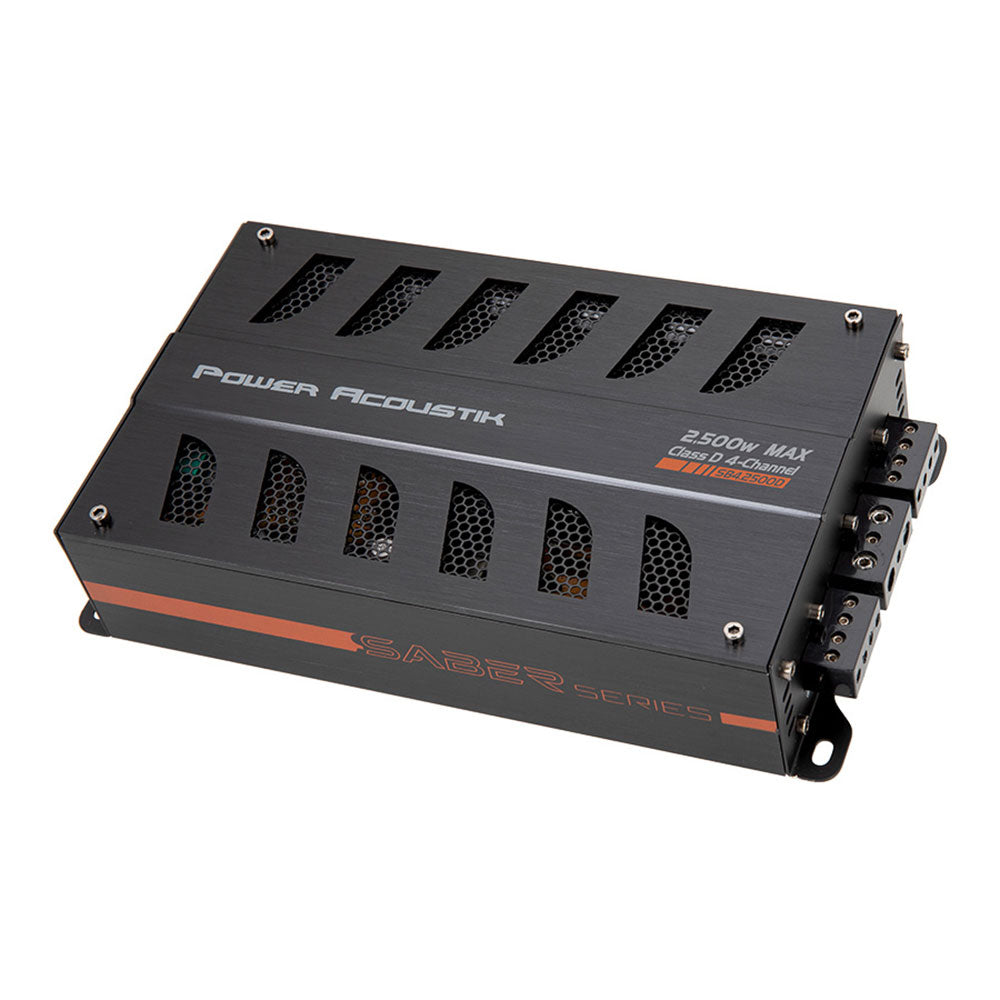 Power Acoustik SB4.2500D 2500W Peak (450W RMS) SABER Series Class D 4 Channel Car Amplifier - High Power Audio System for Trucks, SUVs and Custom Car Stereo Upgrades