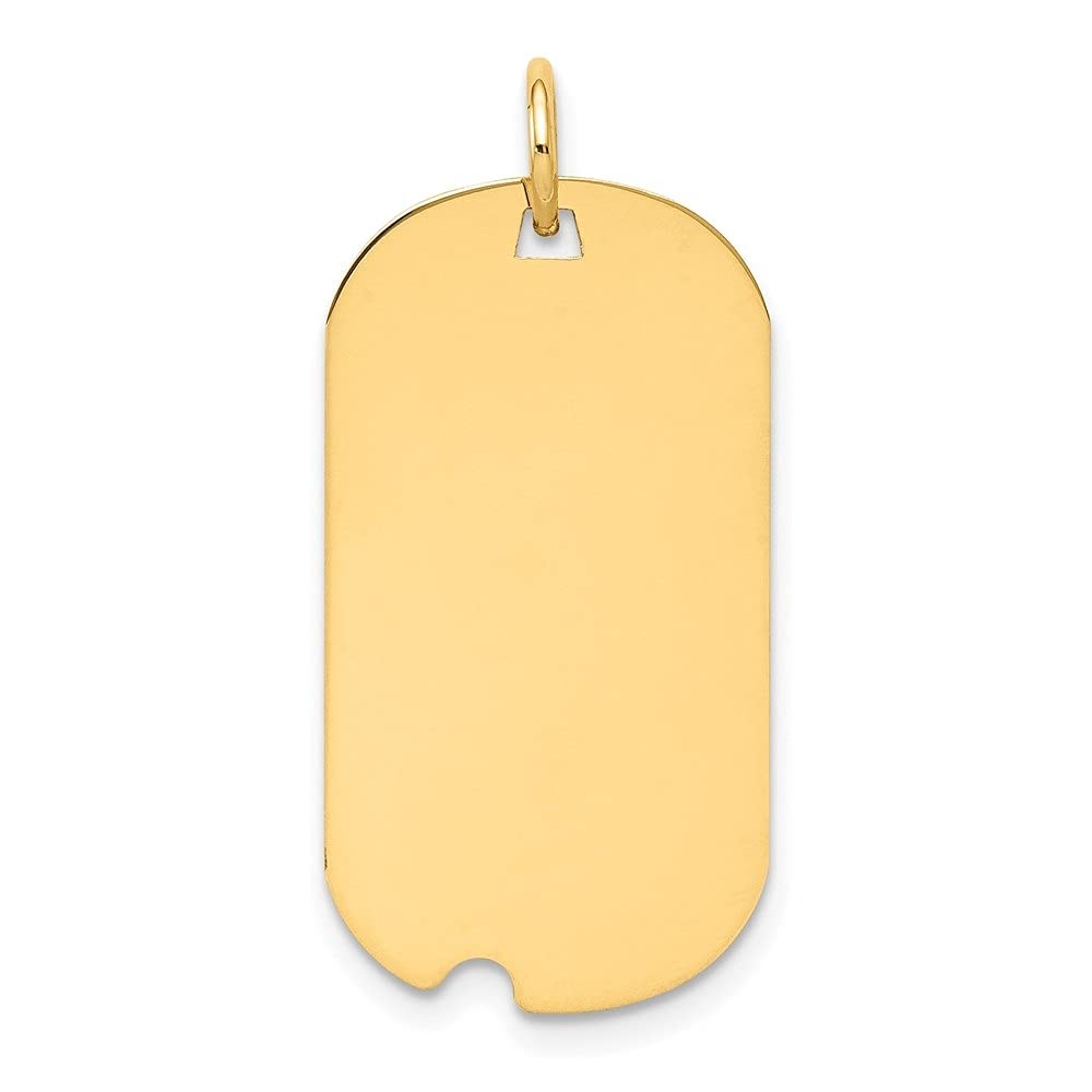 14K Yellow Gold Engravable Dog Tag Charm - Personalized Notch Disc Pendant for Necklaces, Bracelets & Jewelry Making - Perfect for Gifts, Memorials & Custom Jewelry Designs