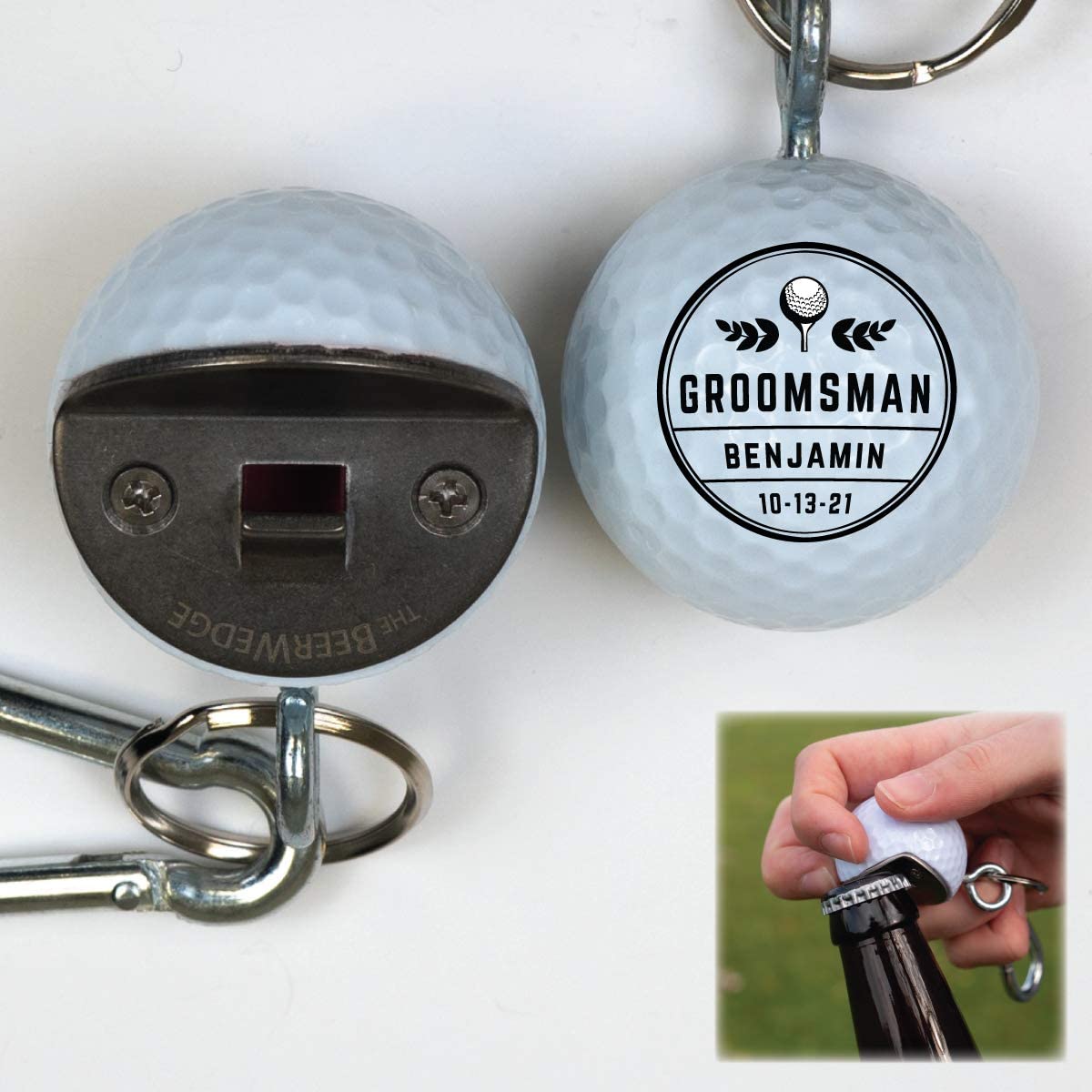 Personalized Golf Ball Bottle Opener - Unique Groomsmen Gift for Golf Lovers, Handmade from Real Golf Ball - Perfect for Weddings, Bachelor Parties & Golf Tournaments
