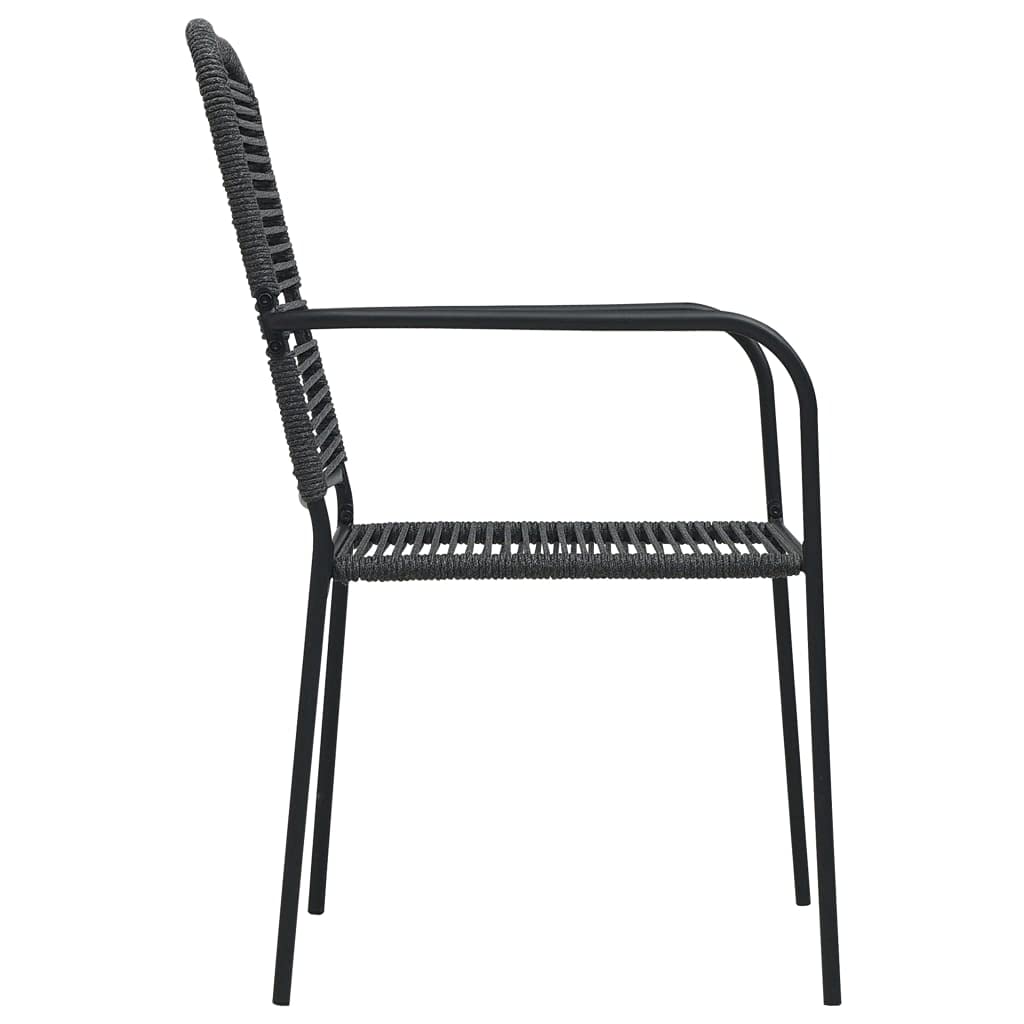Minimalist Patio Chairs Set - Weather-Resistant & UV-Protected Cotton Rope & Steel Outdoor Furniture - Easy Assembly Black Garden Chairs for Backyard, Poolside & Patio Relaxation