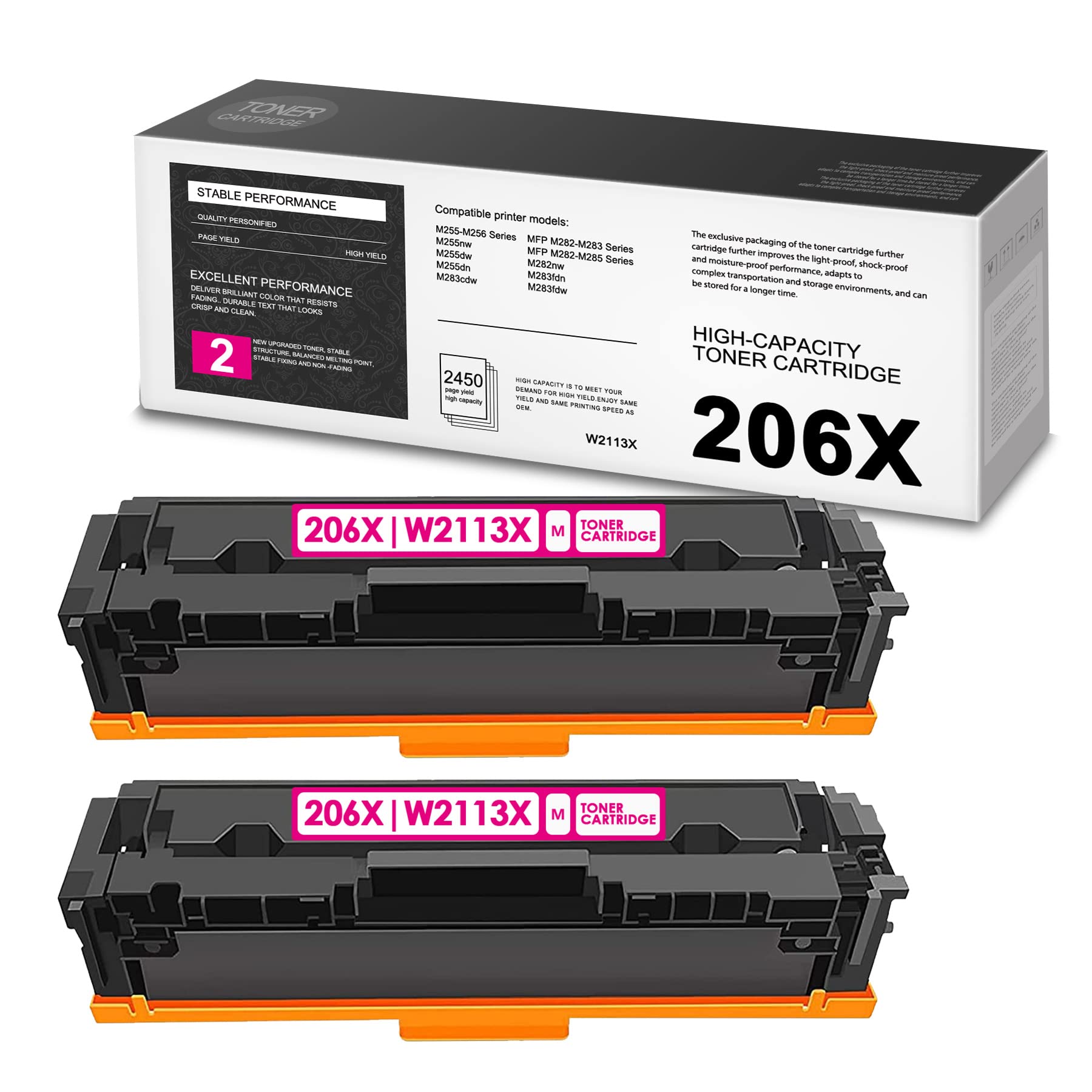 THUYAO 2 Pack 206X W2113X Toner Cartridge Replacement for HP 206X - Compatible with HP Pro M255-M256 & M282-M285 Series (M255dw, M255dn, M282nw, M283fdn, M283fdw, M283cdw) - High Yield Printing for Office & Home Use