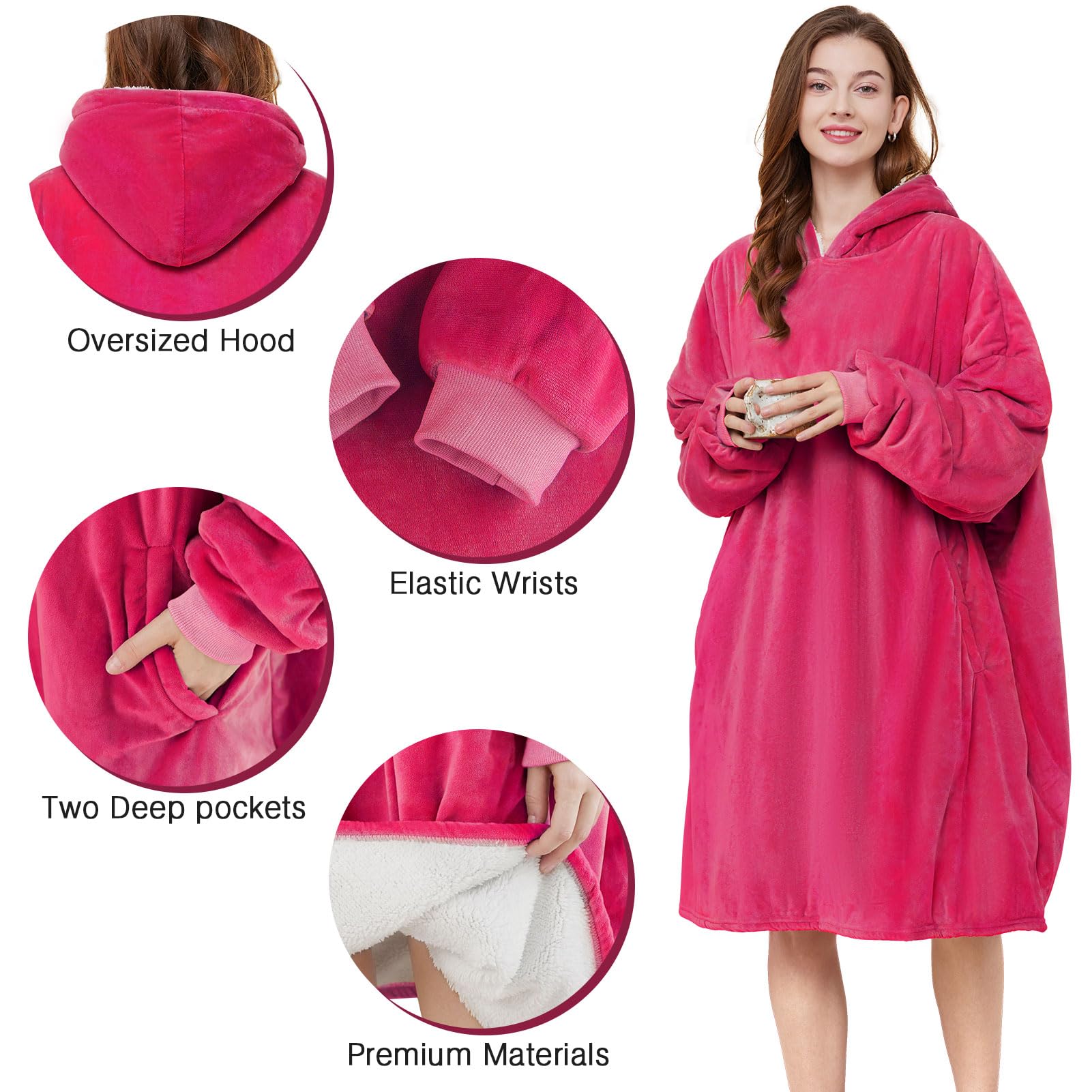 AmyHomie Oversized Sherpa Hooded Blanket Sweatshirt - Fleece Wearable Blanket Hoodie for Women, Men & Kids - Cozy Loungewear for Netflix Nights, Camping & Home Relaxation