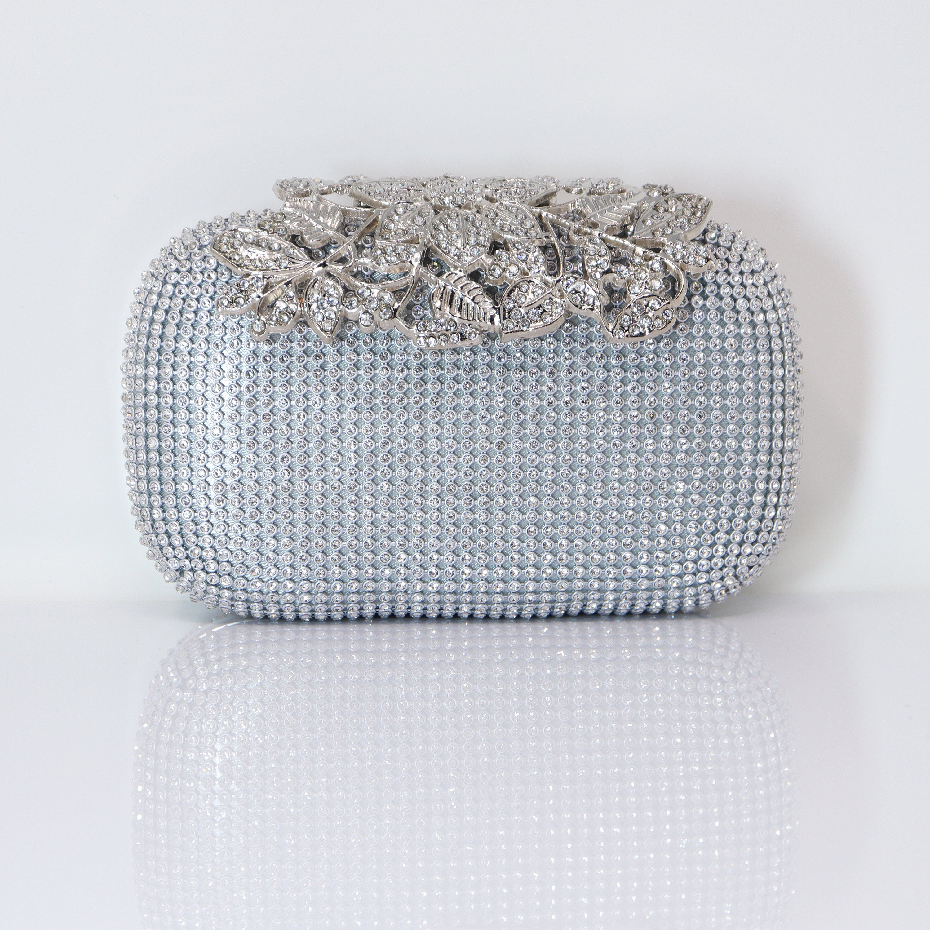 Elegant Silver Crystal Wedding Clutch - Stylish Evening Bag & Bridal Purse for Bride, White Crossbody Bag - Perfect for Weddings, Prom, Parties & Formal Events