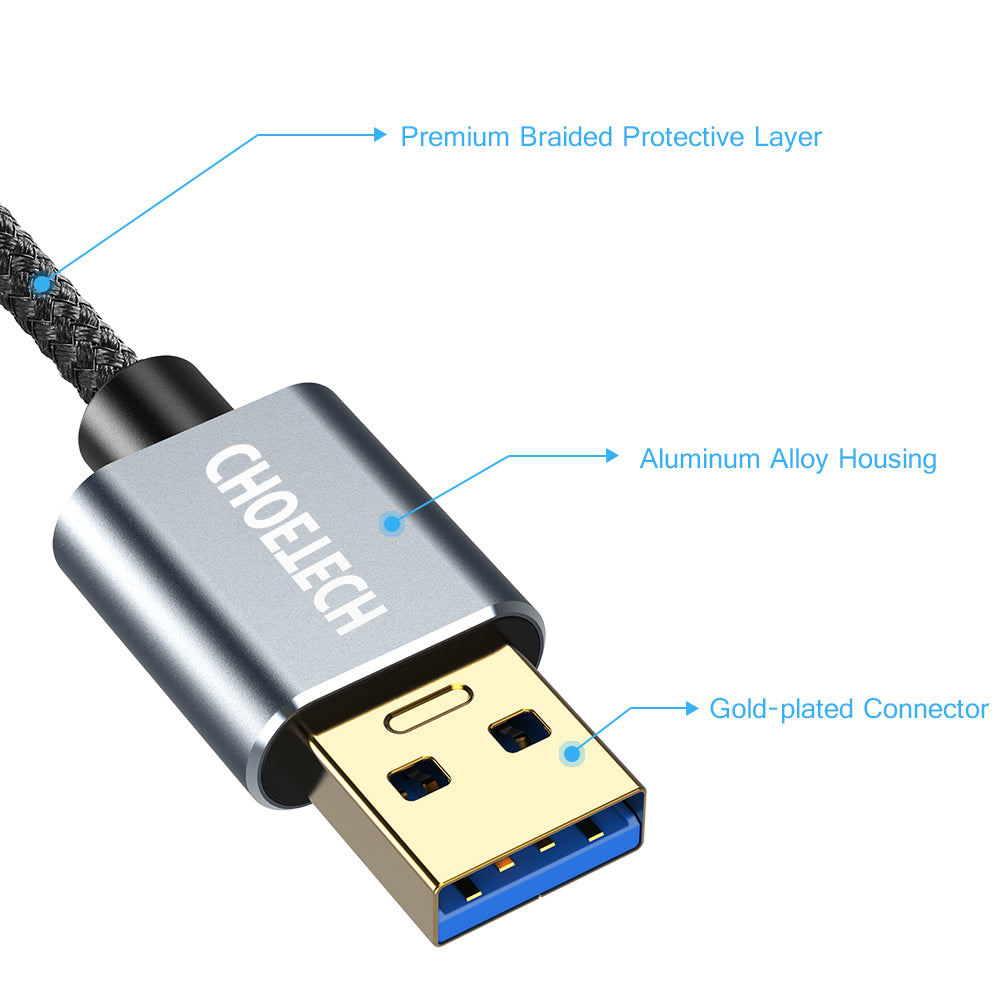 High-Speed USB 3.0 Extension Cable 6.6ft Male to Female - 5Gbps Data Transfer for PC, Laptop, Printer & External Hard Drive