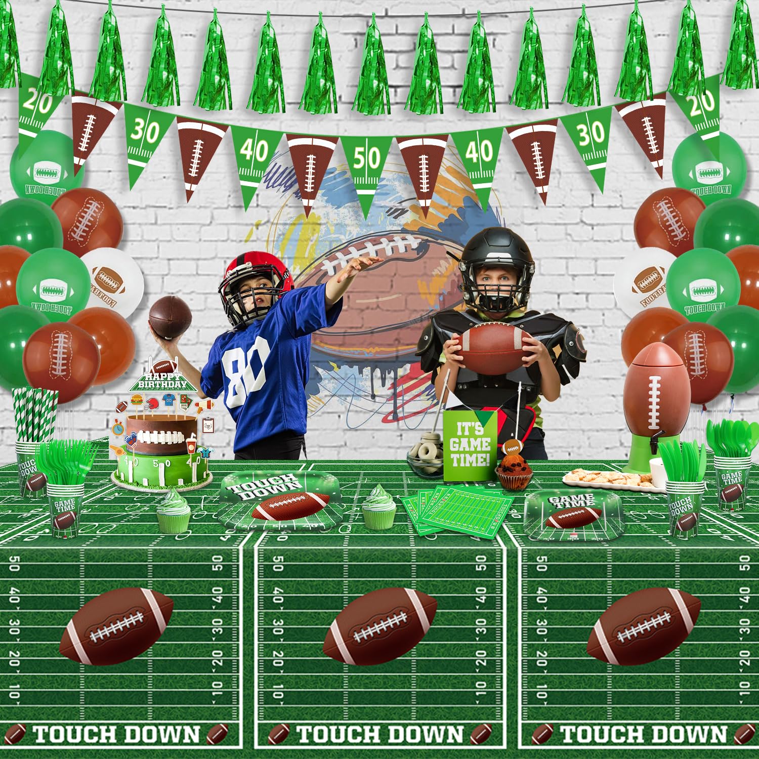 224 Pcs Football Party Decorations Set - Touch Down Plates, Napkins, Banner for Sports Theme Birthday, Game Day & Tailgate Party Supplies - Serves 20 (Perfect for Football Themed Events, Birthday Celebrations & Game Day Gatherings)