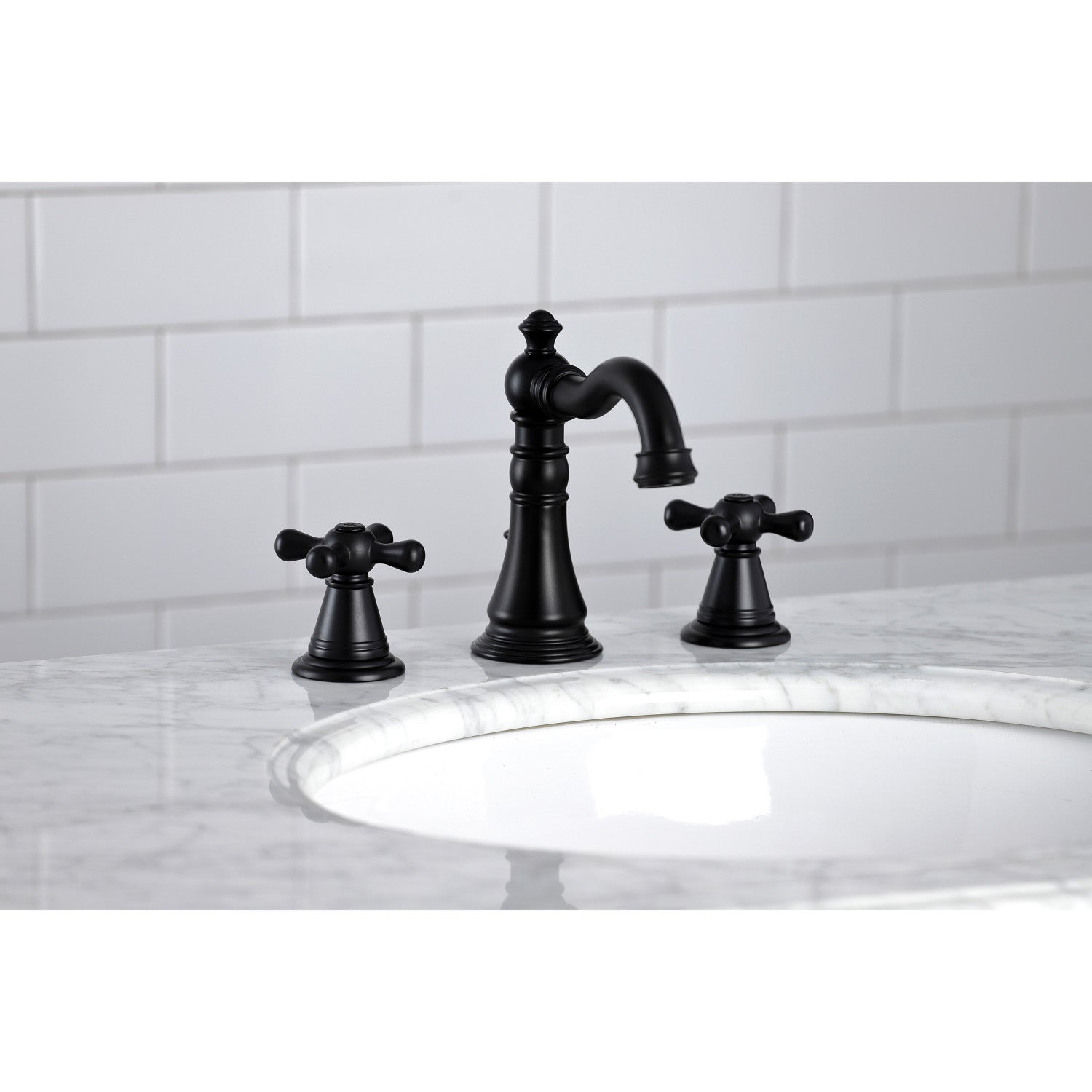 American Classic FSC1970AAX 3-Hole Widespread Bathroom Faucet with Brass Pop-Up Drain - Matte Black Finish - Perfect for Modern Bathroom Vanities and Powder Rooms
