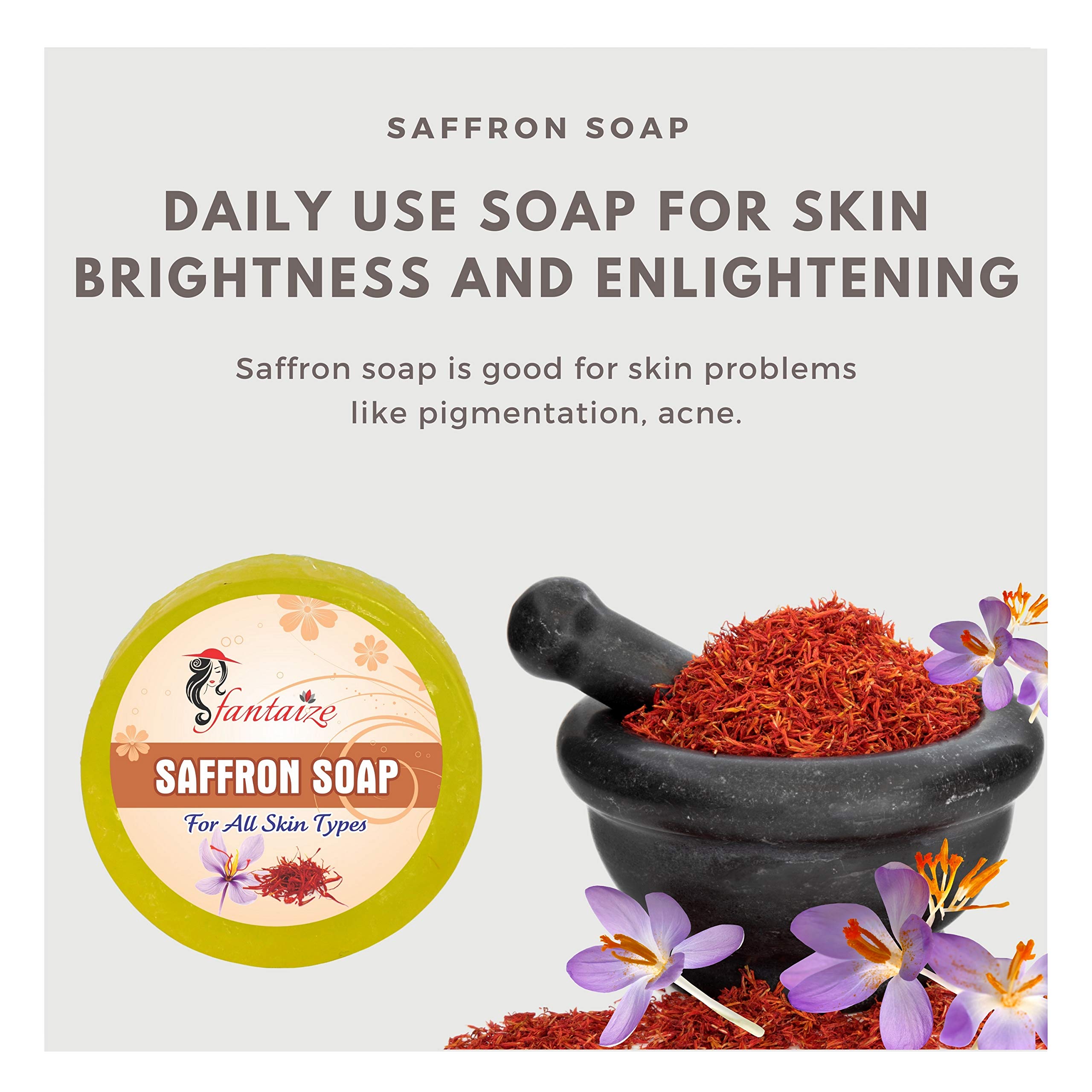 Fantaize Handmade Saffron Soap Bar - 100g Natural Skin Care for Glowing Complexion | Perfect for Spa Day, Gift Sets & Luxury Bath Time