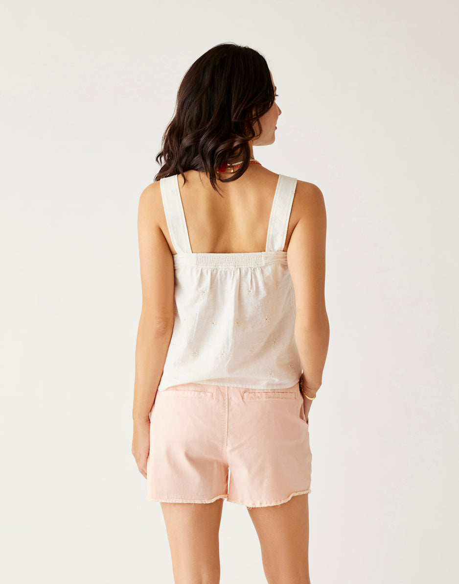 Liv Eyelet Top in Birch - Women's Lace Blouse for Summer, Casual & Boho Style - Perfect for Beach Outings, Date Nights & Music Festivals