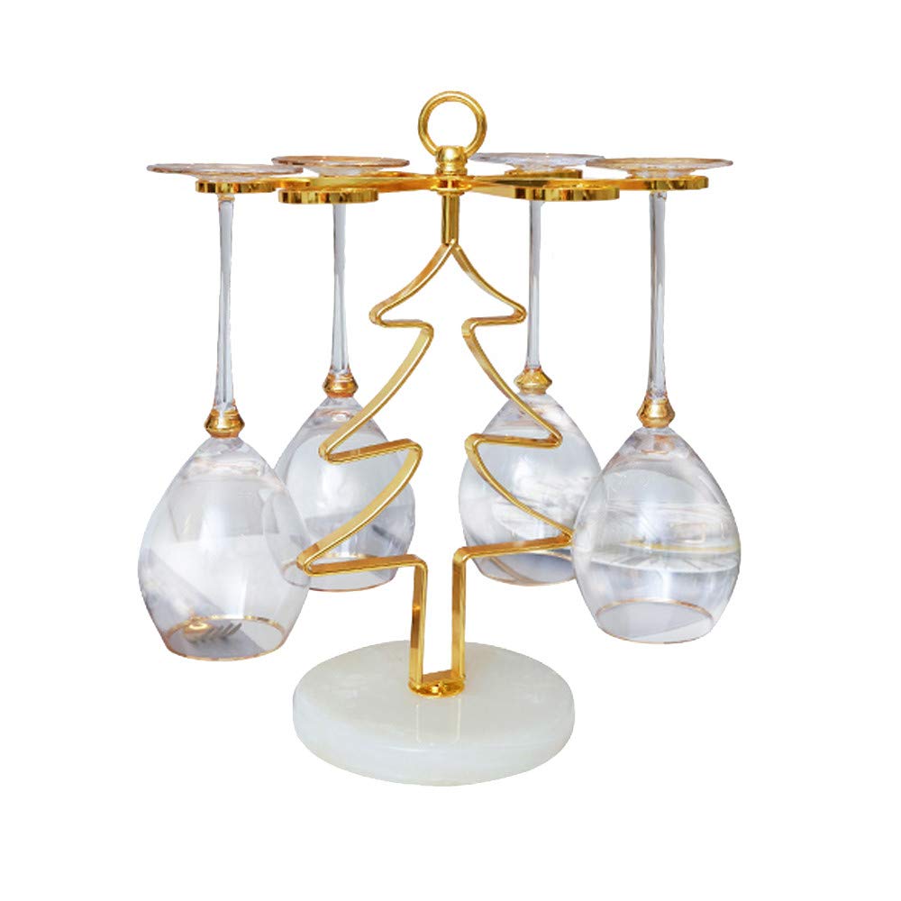 Freestanding Christmas Tree Wine Glass Rack - 6-Hook Stemware Holder for Home Bar Storage & Tabletop Display | Perfect for Holiday Parties & Kitchen Organization