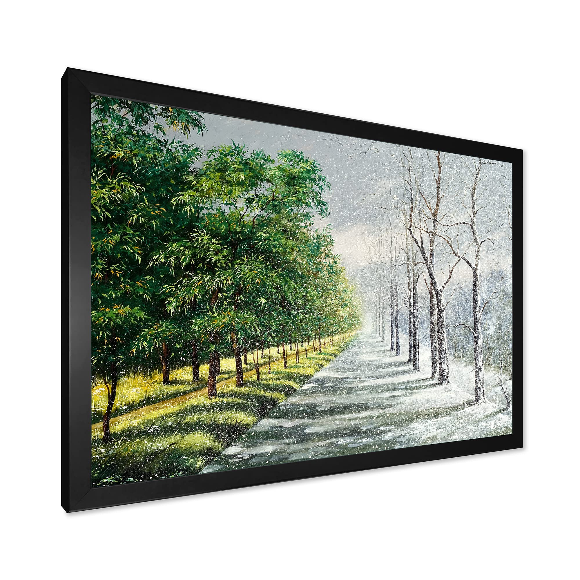 DesignQ USA Patriotic Framed Wall Art - Winter & Summer Seasonal Decor for Living Room, Bedroom, Office | American Flag Themed Home Décor