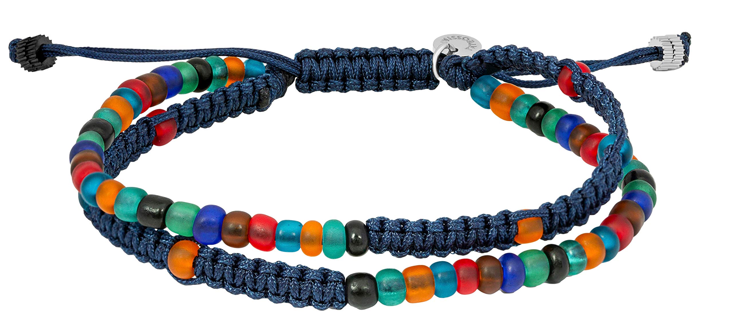 Eco-Friendly Vetro Recycled Glass Bracelet in Navy Thread - Stylish Multi-Colored Beaded Jewelry for Women, Perfect for Casual Wear, Gifts & Sustainable Fashion