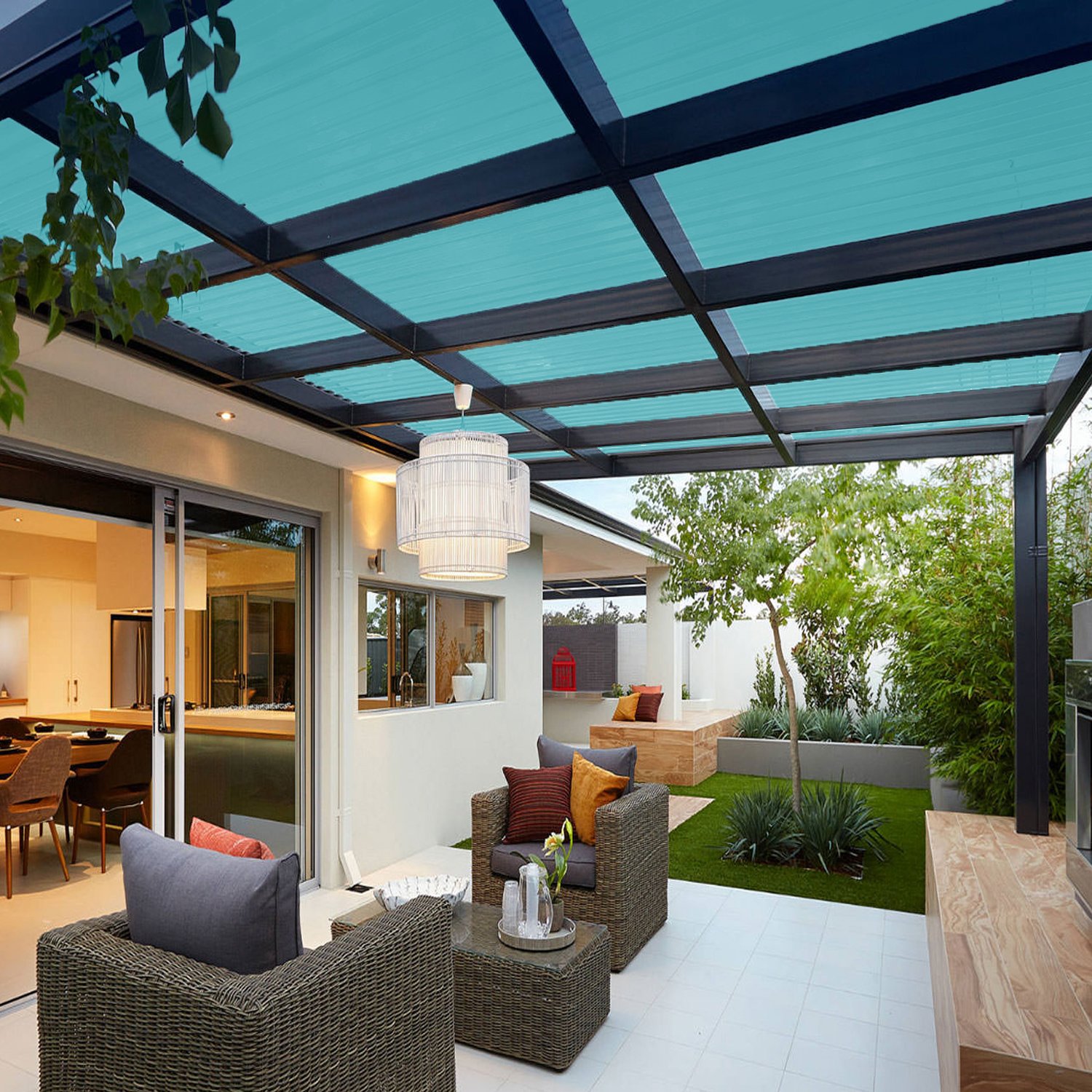 E&K Sunrise 6' x 201' Sun Shade Fabric Roll - UV Resistant Outdoor Shade Cloth for Pergola, Backyard, Garden, Patio, Deck & Greenhouse - Turquoise Color - Perfect for Sun Protection & Temperature Control