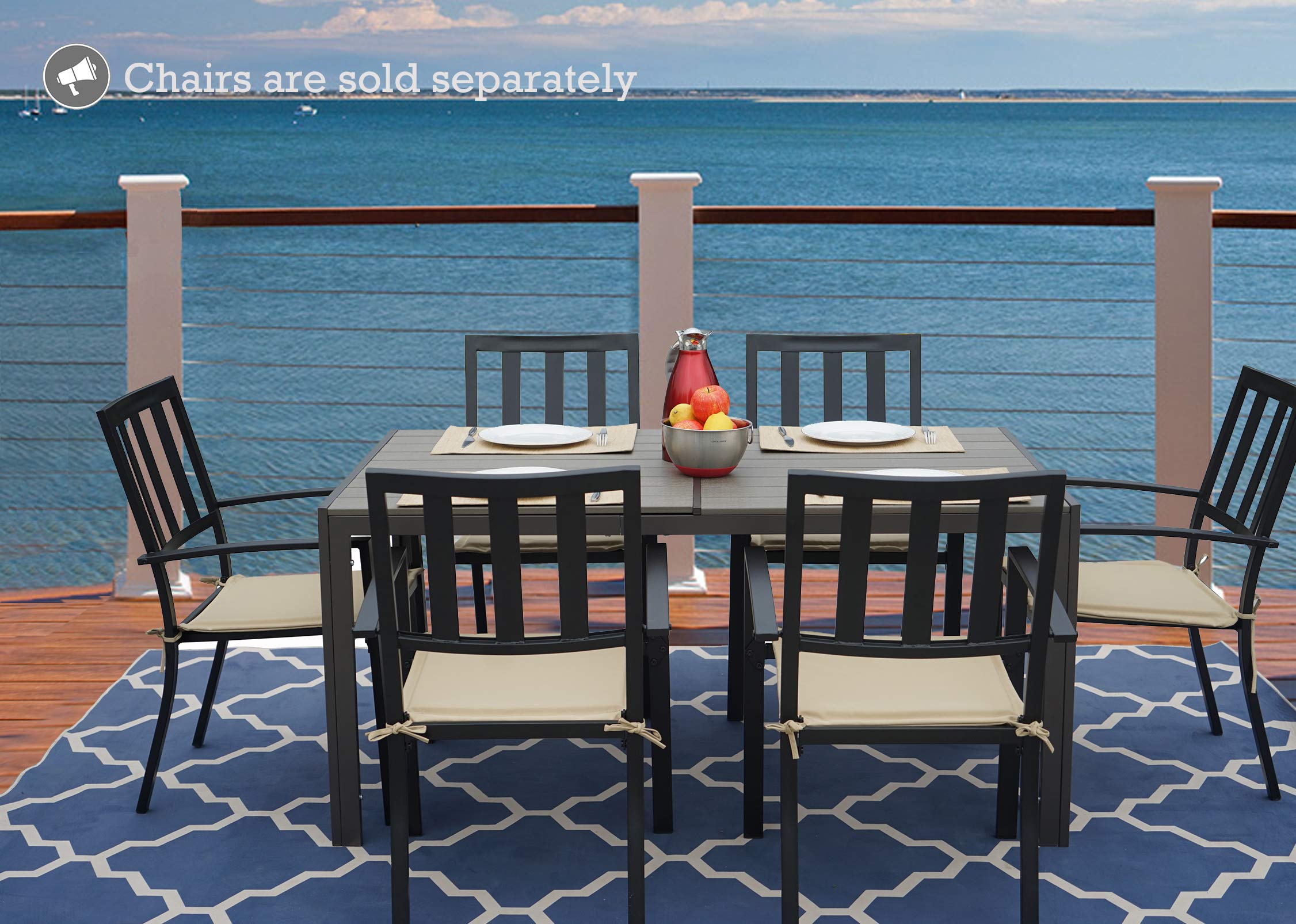 Kozyard 35.6'x58.9' Rectangle Outdoor Patio Dining Table with Wood-Like Laminate Top - Seats 6, Perfect for Porch, Deck, Garden & Indoor Use (Brown)