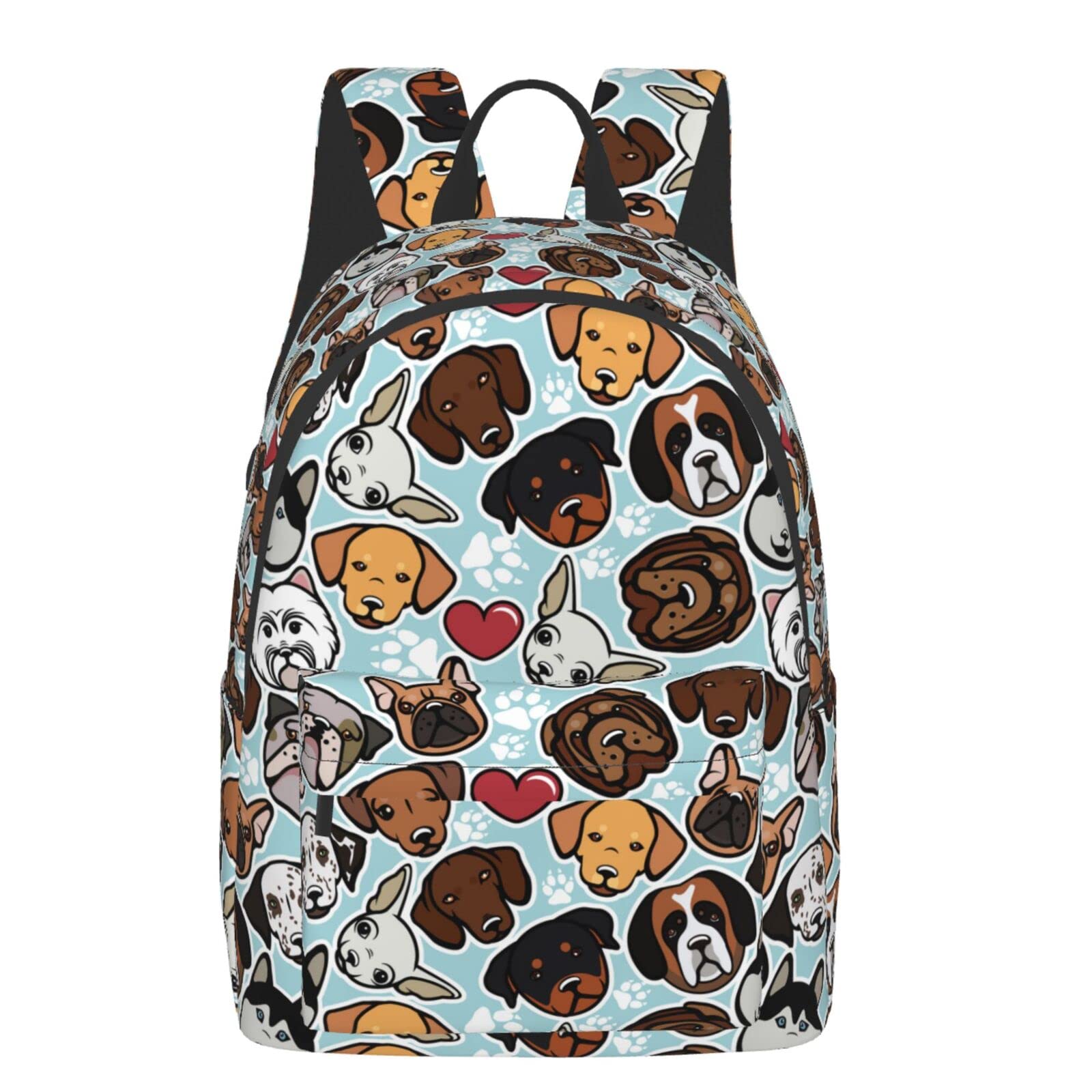 Delerain 16 Inch Cute Dog Print Laptop Backpack - Waterproof School Bookbag, Travel Daypack & Shoulder Bag for Women & Men - Perfect for College, Work, Commuting & Outdoor Adventures
