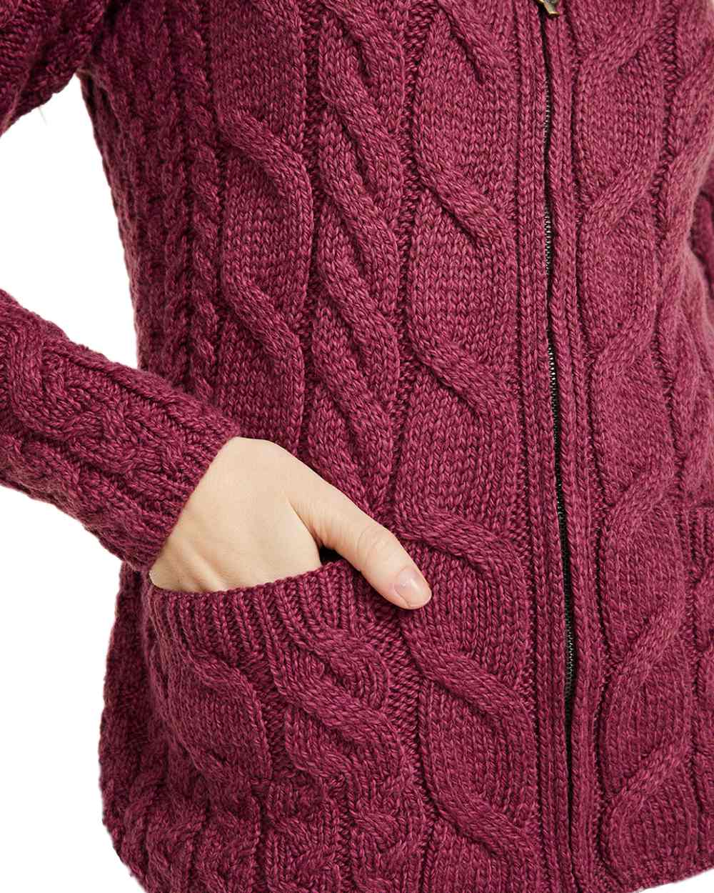 Premium Aran Merino Wool Full Zip Cardigan for Women & Men - Soft Warm Winter Sweater for Outdoor Hiking & Cozy Home Wear