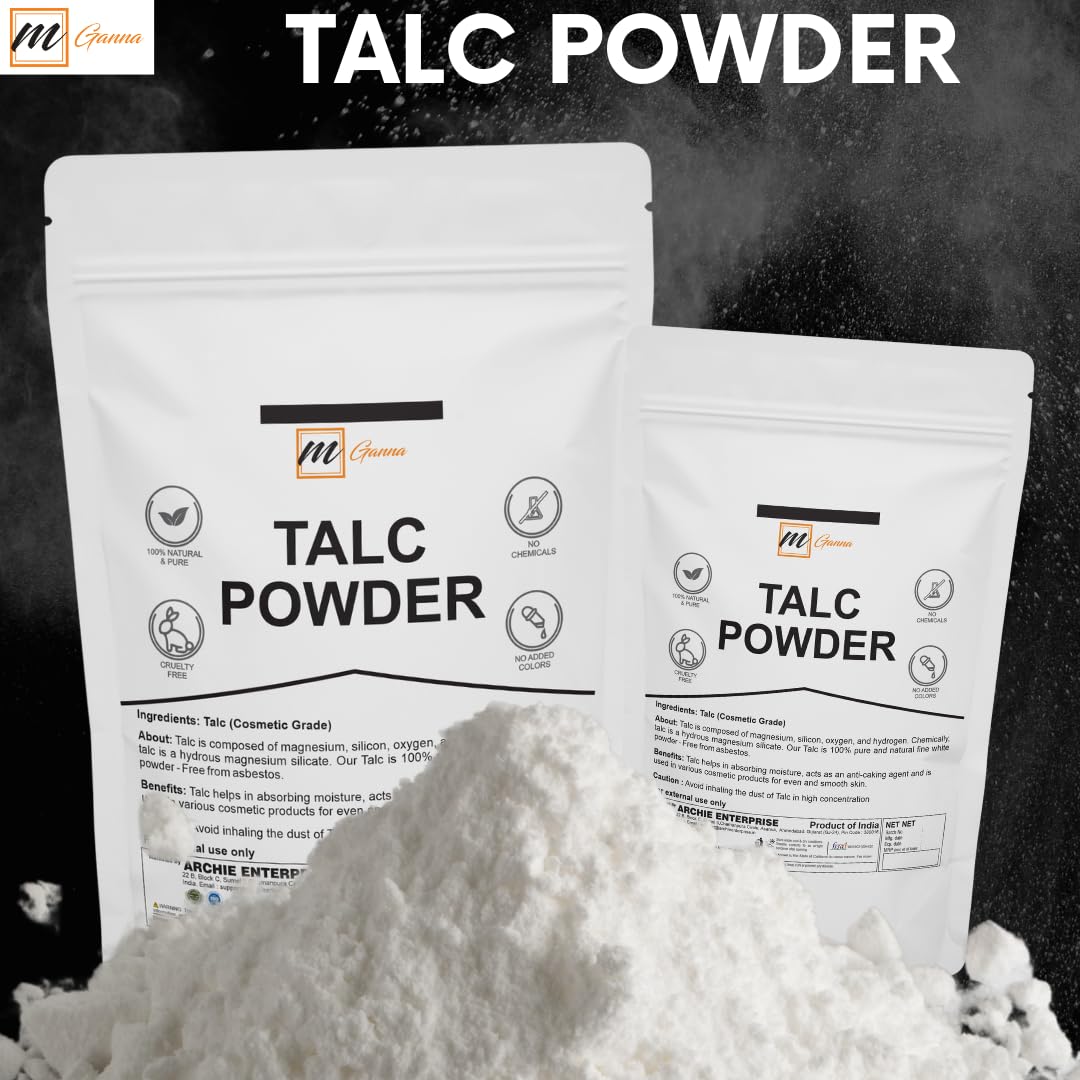 mGanna 100% Natural Talc Powder - 1 LBS (454g) for Makeup, Cosmetics & Skincare | Perfect for Face Powder, Body Powder & DIY Cosmetic Formulations