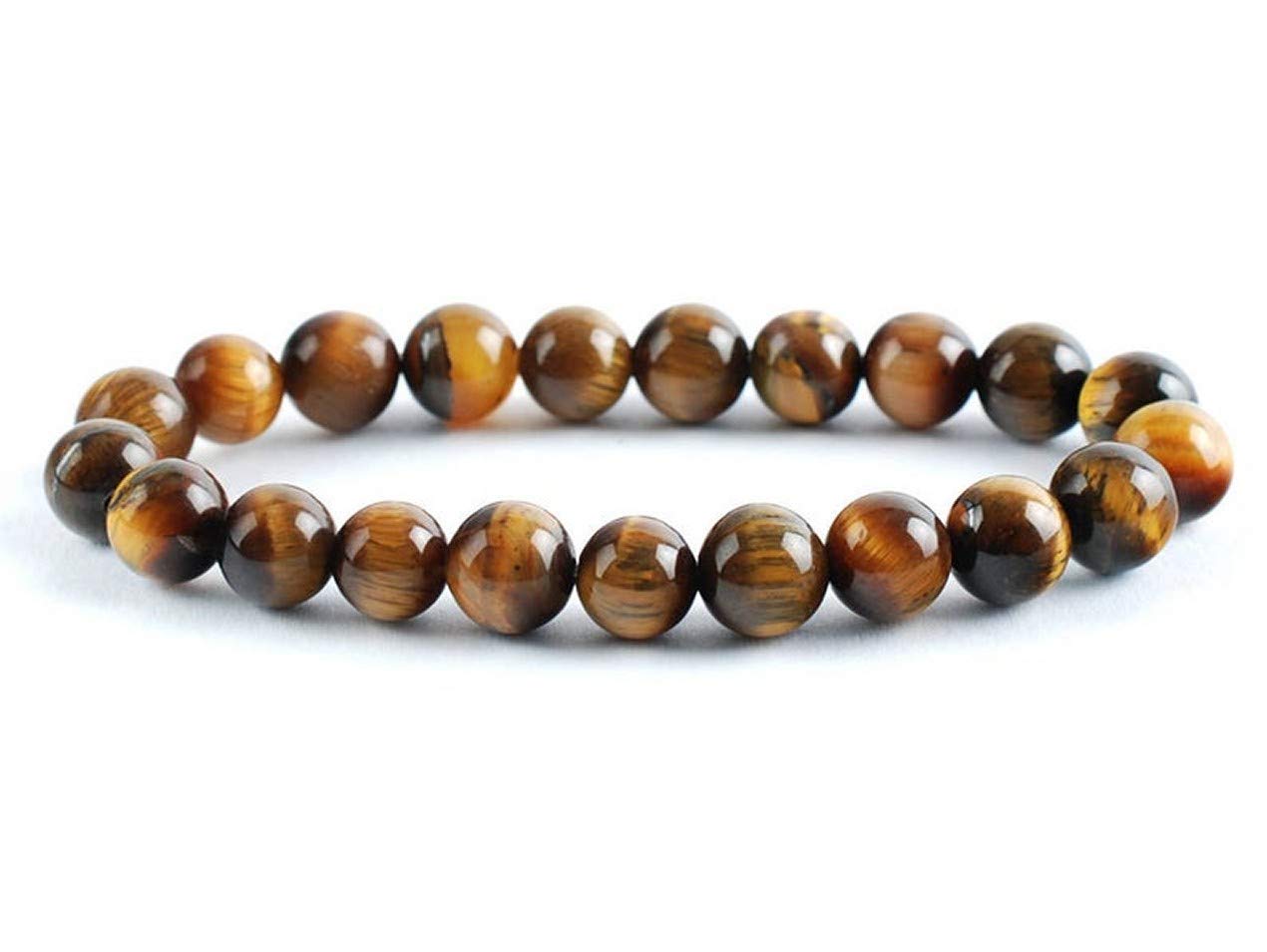 Shree Narayani 10mm Tiger's Eye Beaded Bracelet - Natural Crystal Healing Stone for Protection & Love - 7