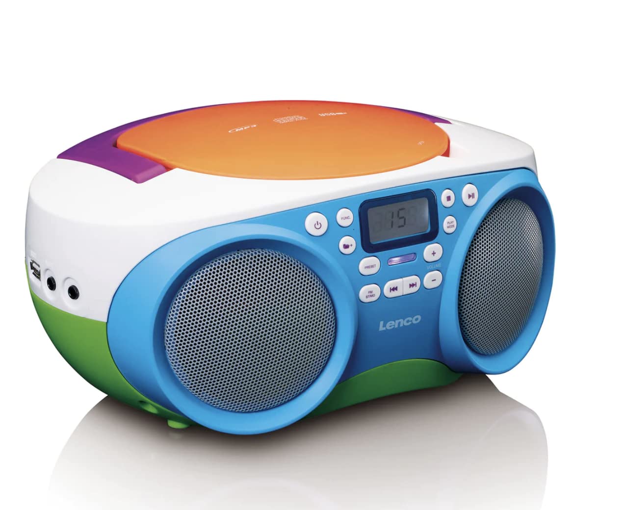Lenco SCD-41 Portable Kids CD Player with FM Radio, USB MP3 Playback, 2x1W Stereo Sound - Battery & AC Powered (Multicolor) - Perfect for Children's Bedrooms, Playrooms & Travel Entertainment
