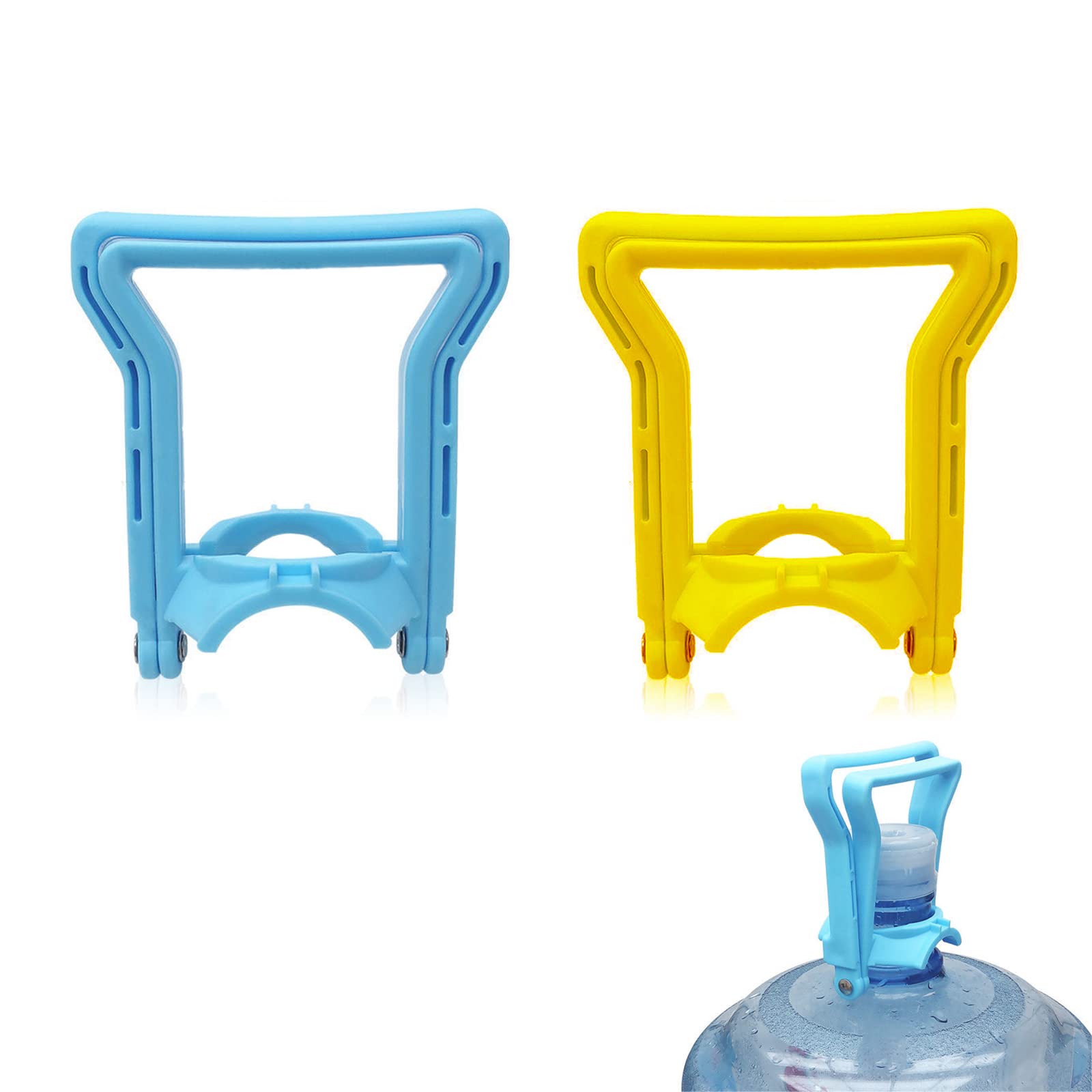 2 Pack Ergonomic Water Bottle Handle for 5 Gallon Bottles - Heavy Duty Water Bottle Lift with Comfort Grip, Fits Standard 5 Gallon Water Jug Caps (Blue & Yellow) - Perfect for Home, Office, Gym & Outdoor Use