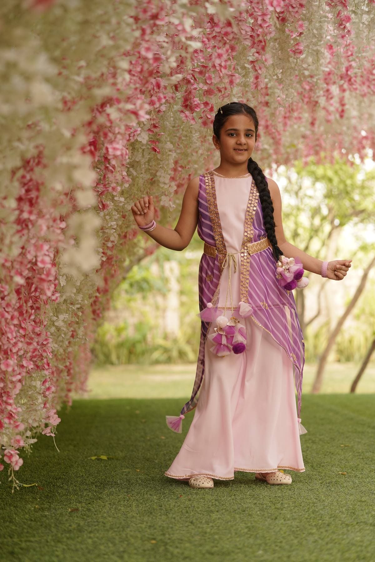 Pre Order: Stylish Pink Kurti Jacket with Matching Sharara Set - Perfect for Festivals, Weddings & Special Occasions